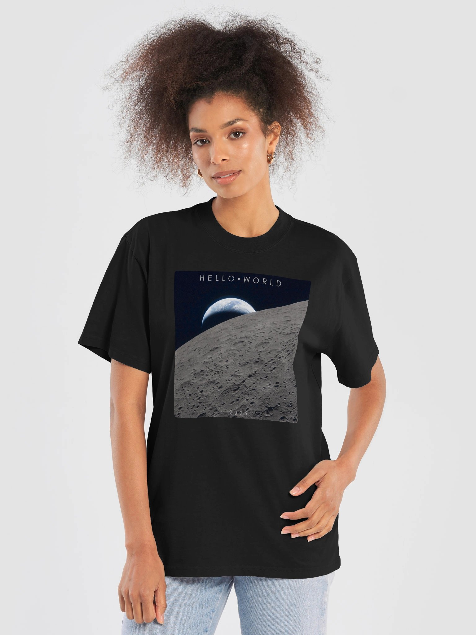 Hello World Earth Rising Above The Moon T-Shirt product image (17)