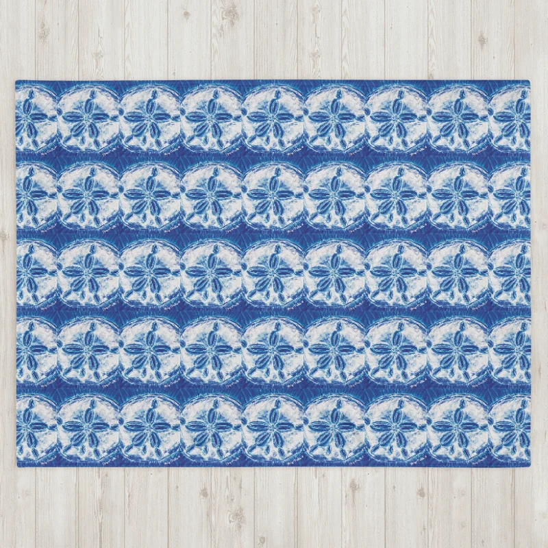 Sand Dollar Tie-Dye Throw Blanket | Coastal Blue & White Cozy Blanket | by Monique Faella Designs™ product image (4)