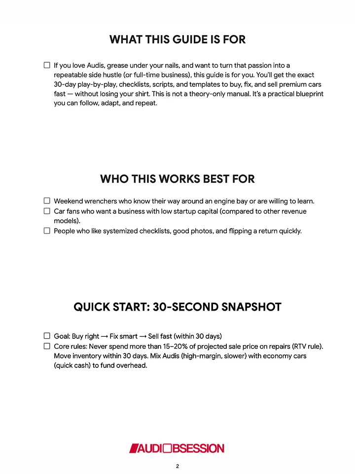 The 30-Day Audi Flip Formula: How to Buy, Fix, and Sell Luxury Cars for $10K+ Profit product image (2)