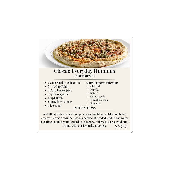 Classic Everyday Hummus Recipe Magnet product image (1)