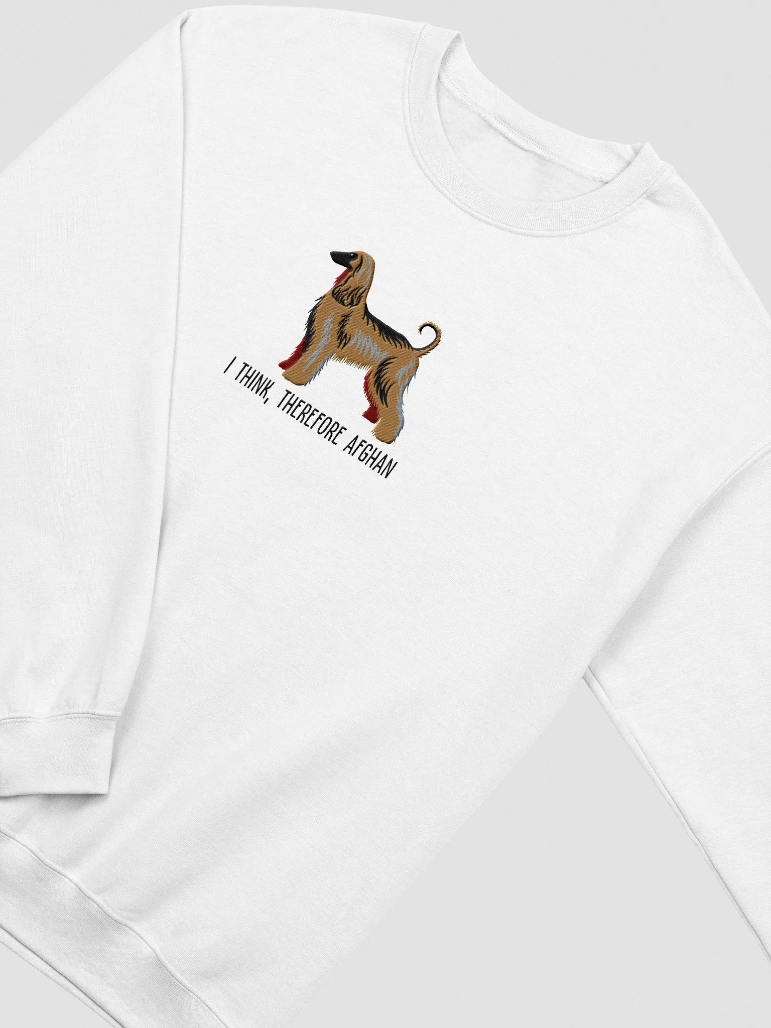 I Think Therefore Afghan Sweatshirt (Embroidered) of an Afghan Hound(Sable) product image (6)