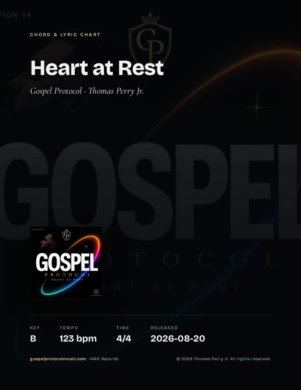 Heart at Rest — Chord & Lyric Chart product image (1)