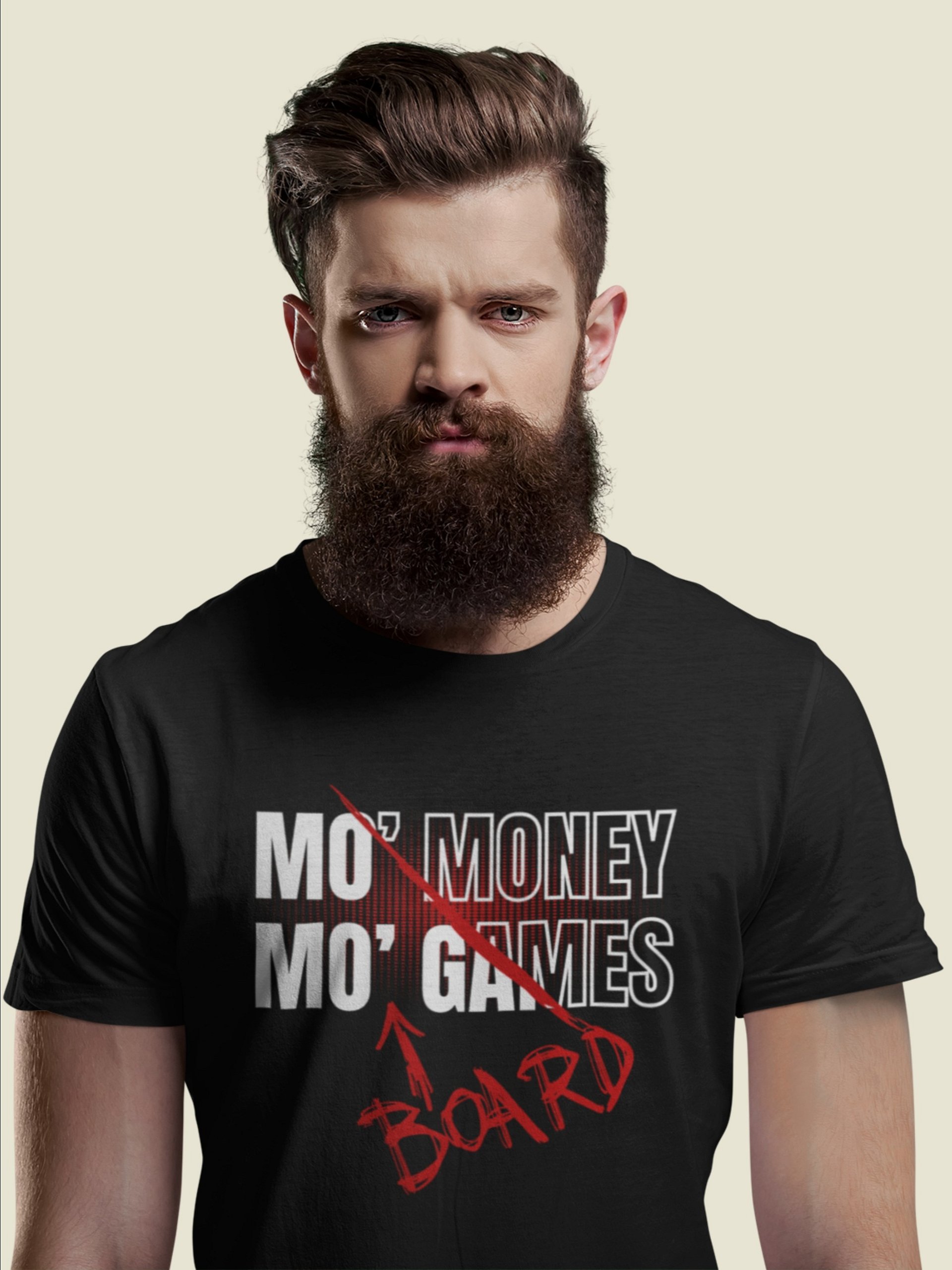 90s Rap Shirt for Board Gamers, Cool Unisex Gamer Black T-shirt, Mo Money Mo Board Games product image (1)