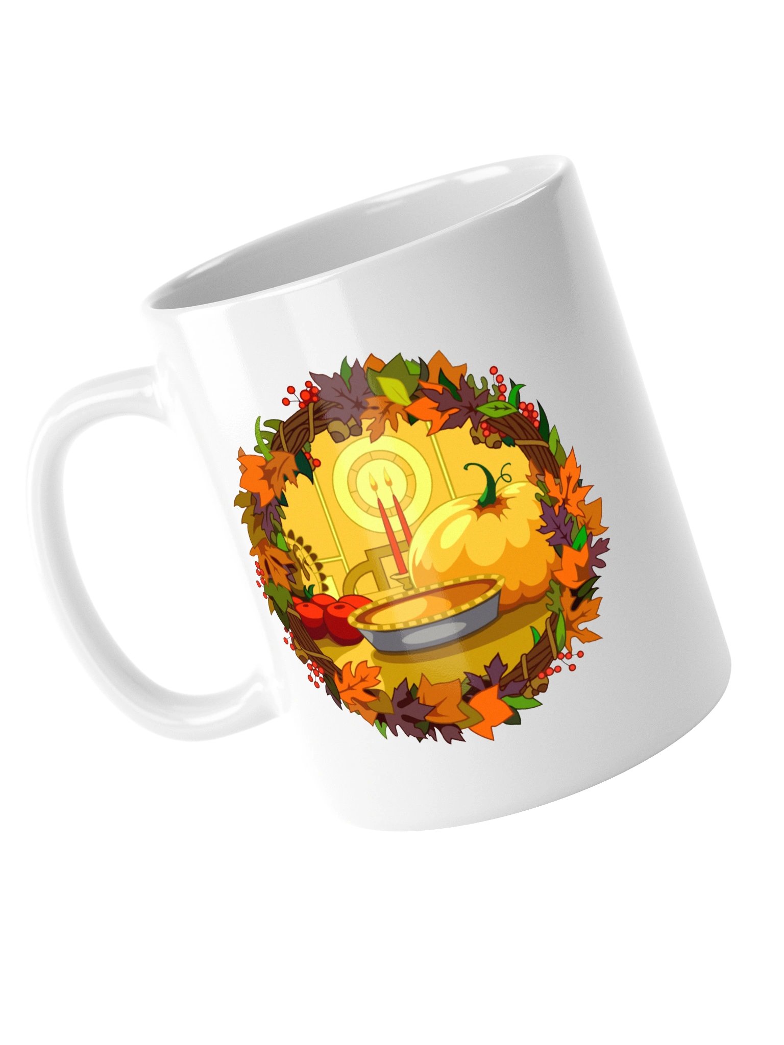 Cozy Thanksgiving Candlelight Ceramic Mug – Festive Autumn Feast Coffee Cup product image (13)