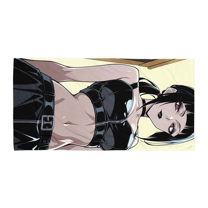 Luna Rain Original Character Emo Beach Towel | Red Eyes Latex Pose Aesthetic Cotton Terry product image (1)