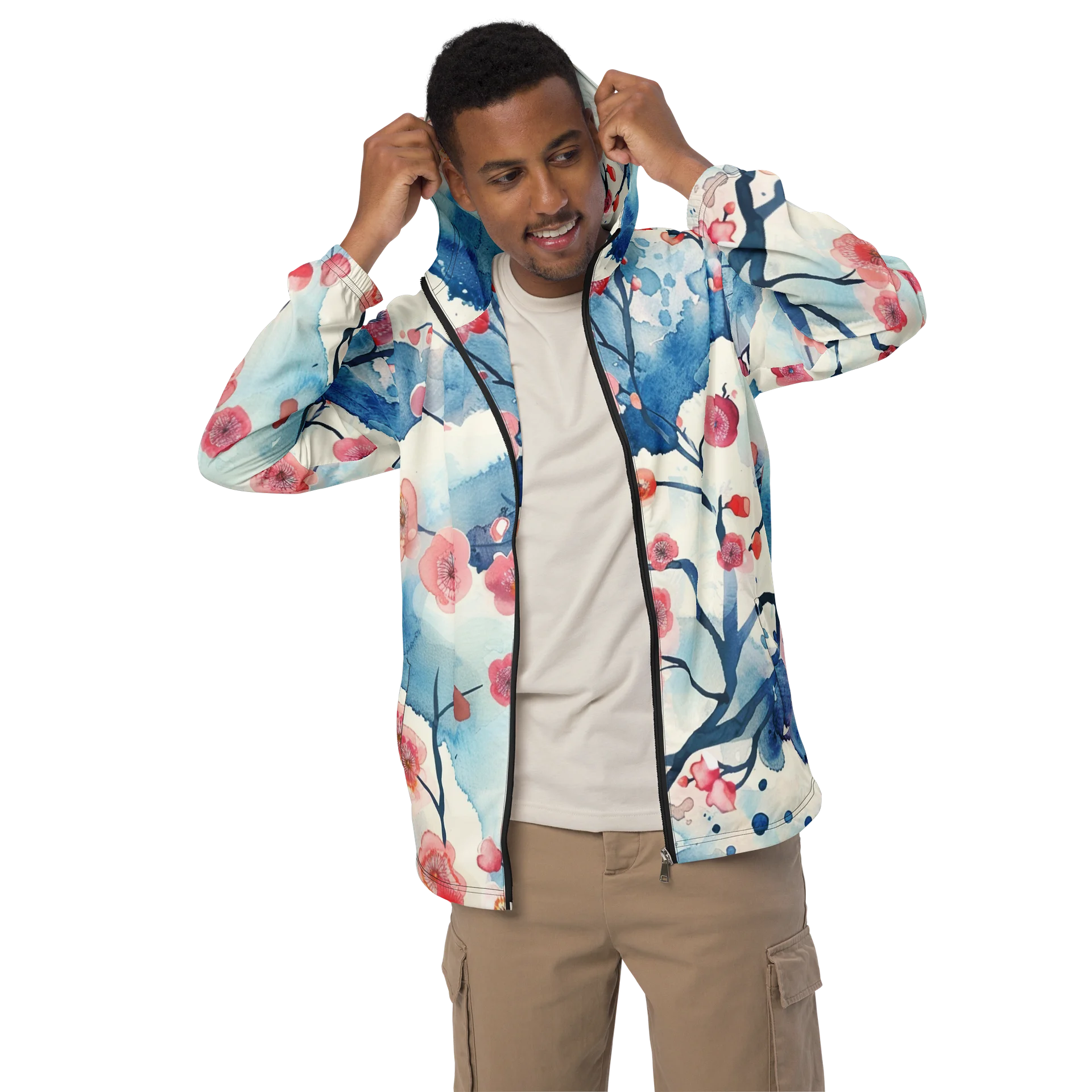 Sakura Sky Waterproof Windbreaker - Lightweight Packable Hooded Jacket product image (3)