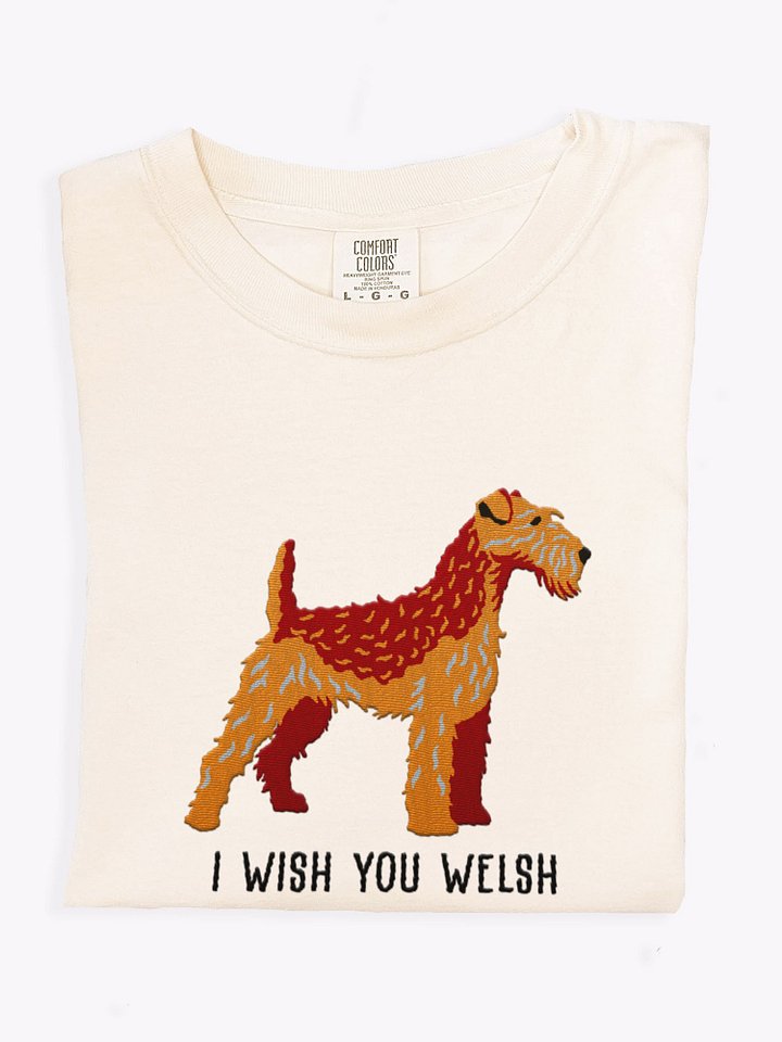 I Wish You Welsh T-Shirt(Embroidered) of a Welsh Terrier(Red & Tan) product image (1)