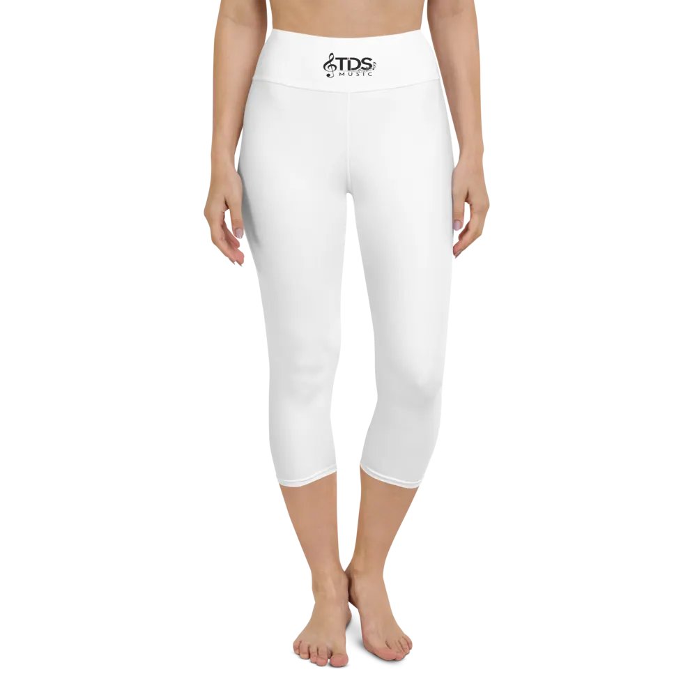 TDS Music Women's High-Waisted White Yoga Capri Leggings product image (10)