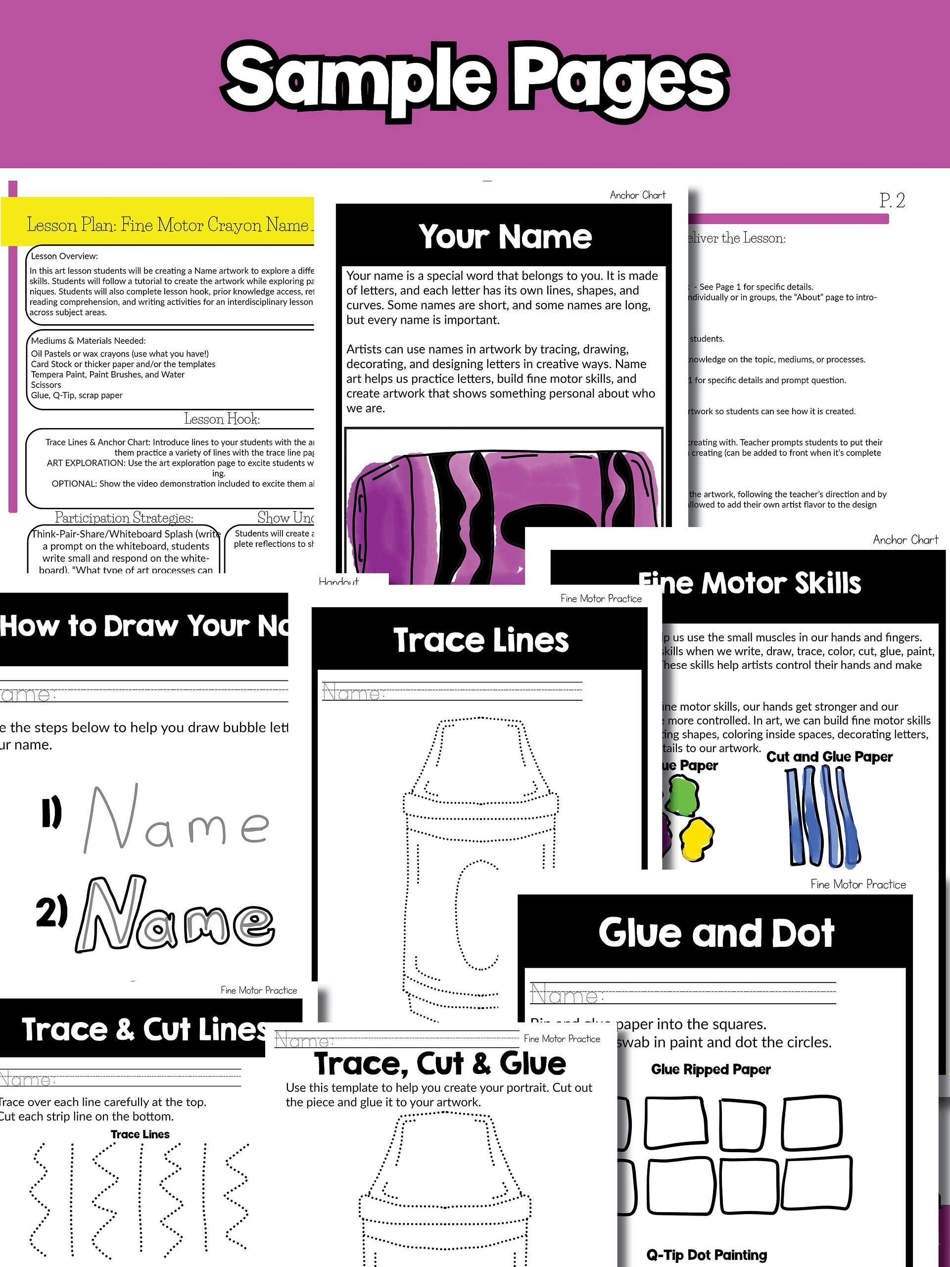 1st Grade Back to School Name Art Lesson Fine Motor Skills Crayon Art Project product image (8)