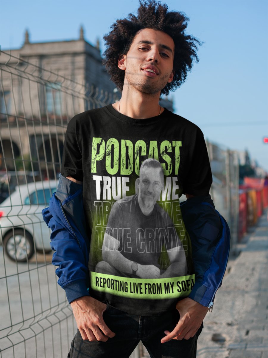 Reporting Live From My Sofa Podcast Portrait T-shirt product image (6)
