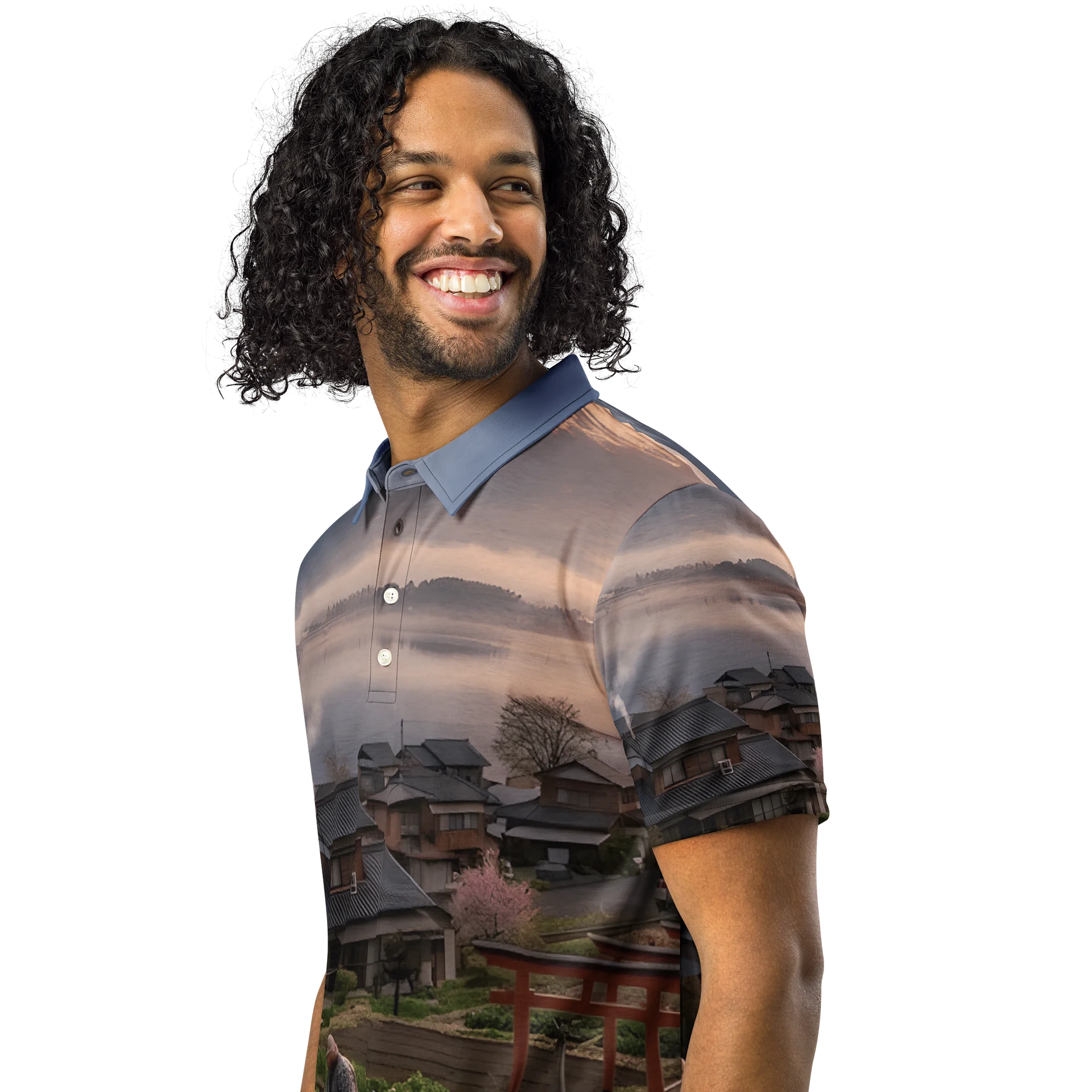 Men's Mount Fuji Slim Fit Polo Shirt | Printed Short Sleeve Collared Top product image (7)