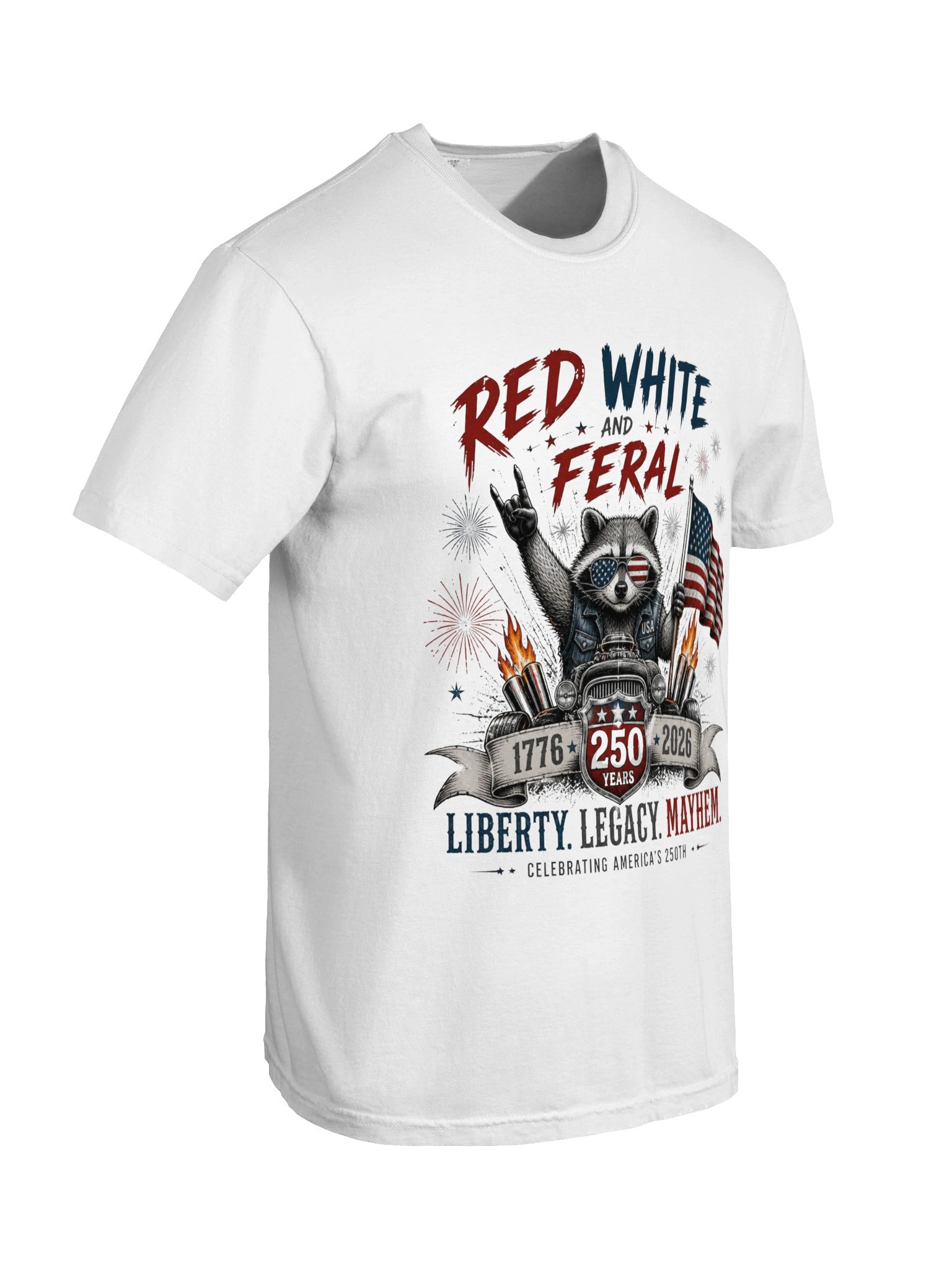 Red White Feral Raccoon America 250th Patriotic product image (6)