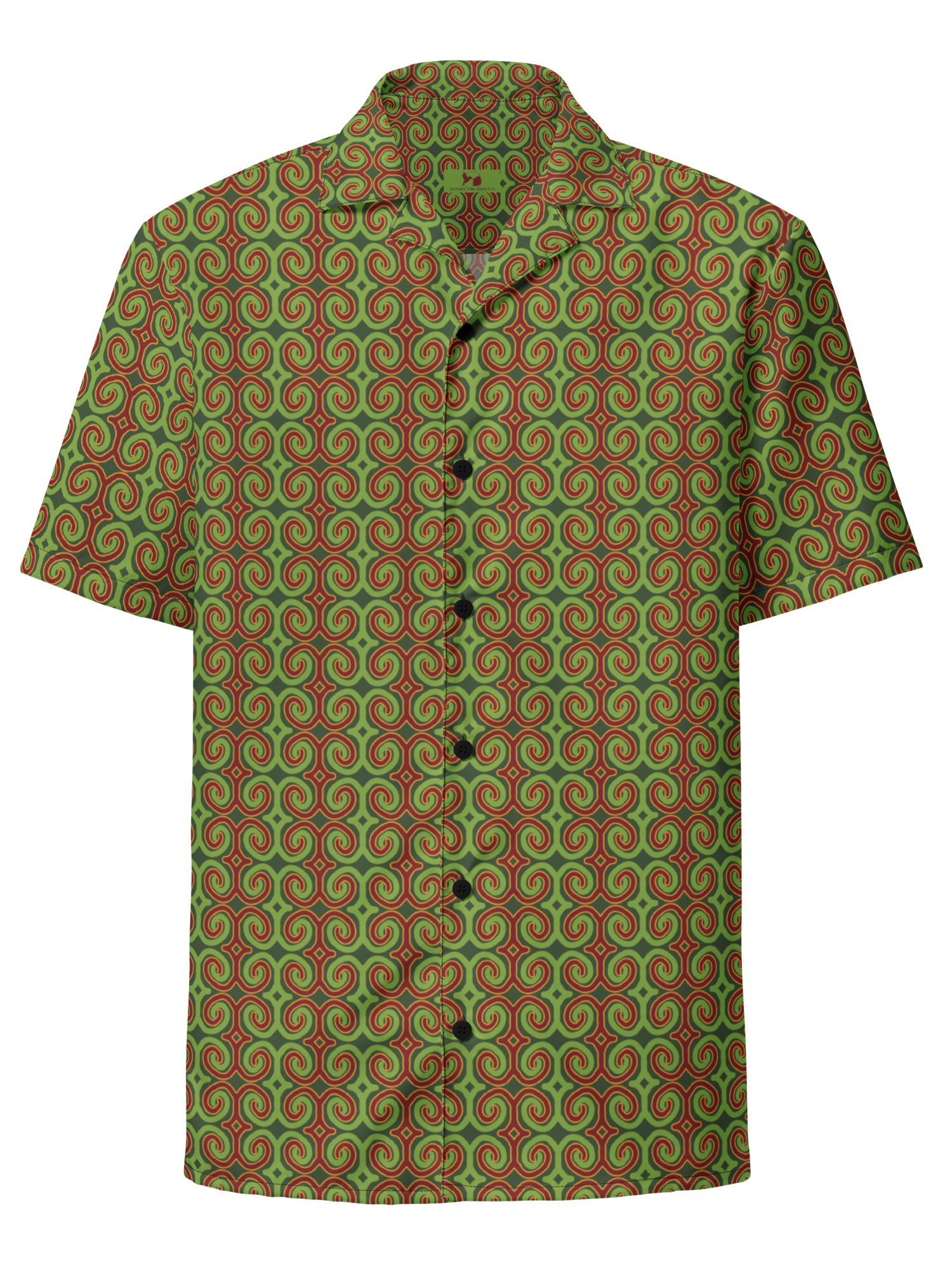 Red & Green Christmas Swirl Oversized Button-Down Shirt product image (1)