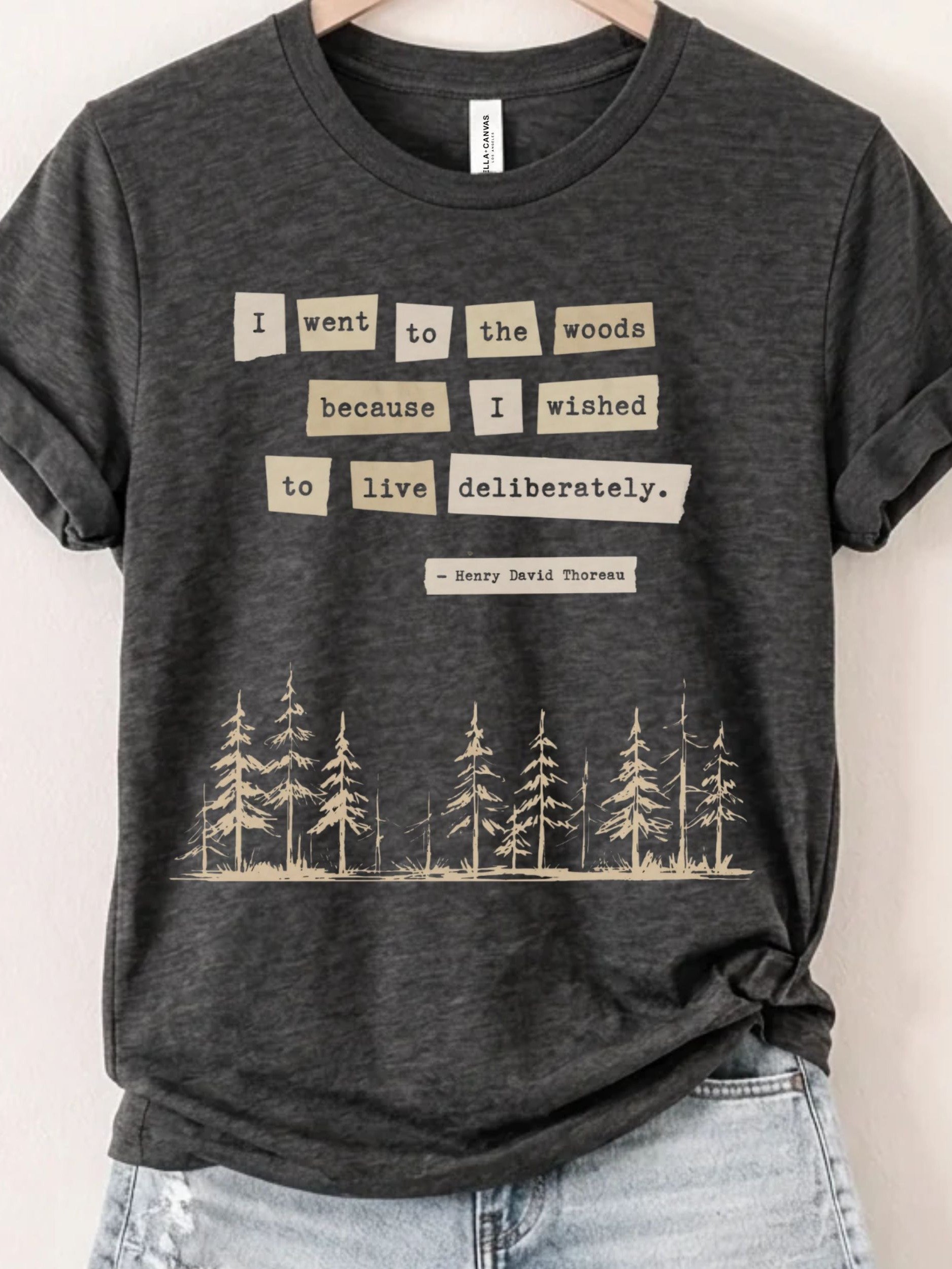 Thoreau Quote Shirt, "I Went to the Woods" Walden Nature Graphic Tee product image (1)