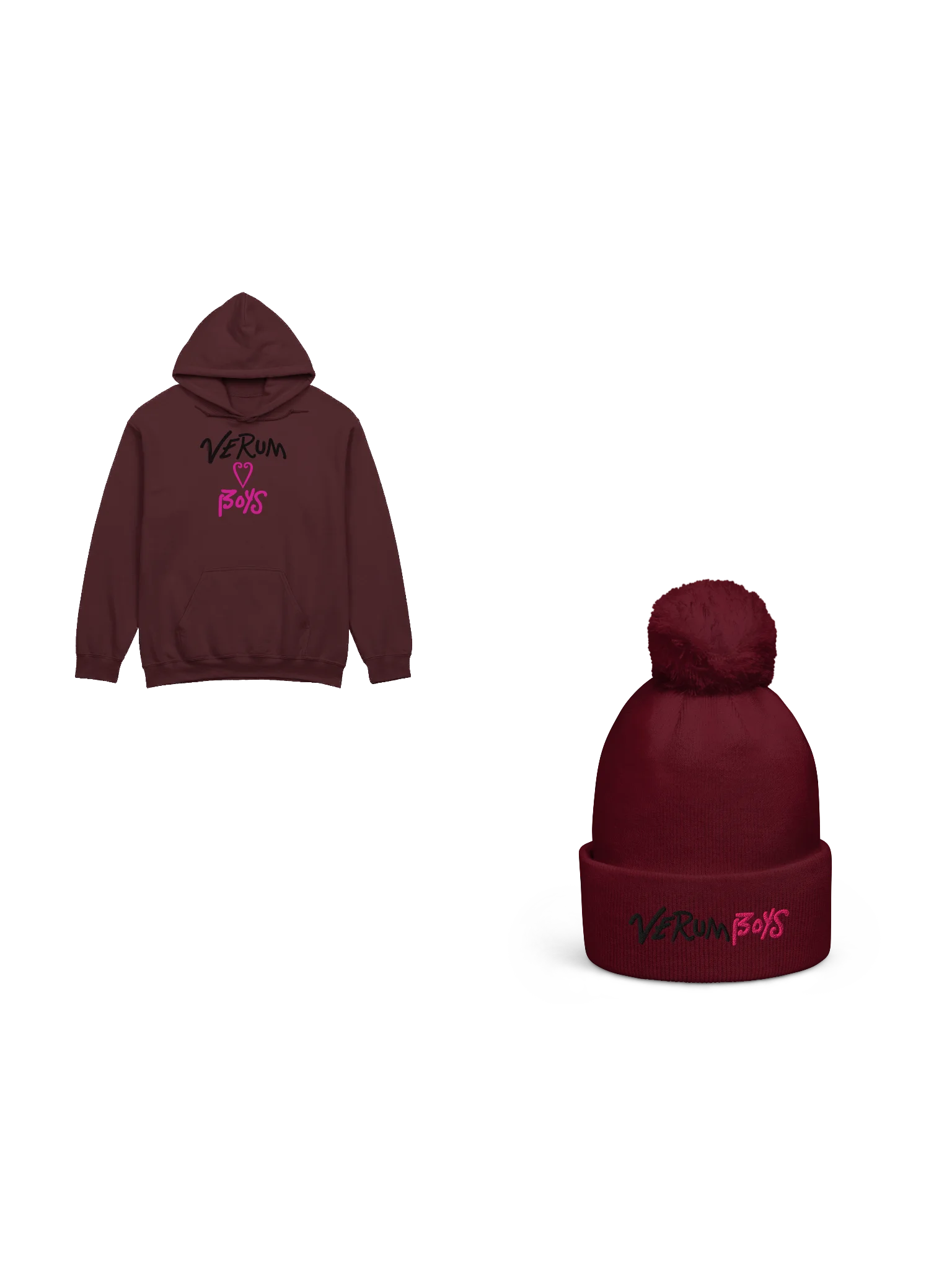 Verum Boys Beanie and Hoodie Bundle - Black/Pink product image (1)