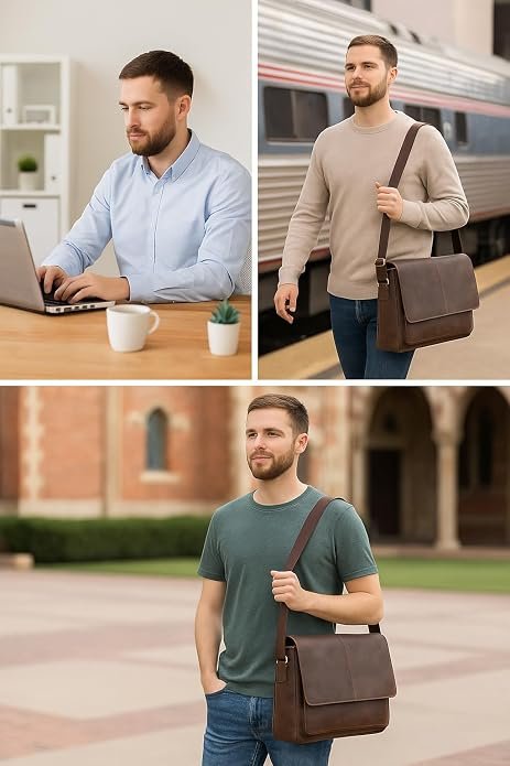 MEEBOY Leather Laptop Messenger Bag for Men and Women - Briefcase Crossbody Office product image (3)