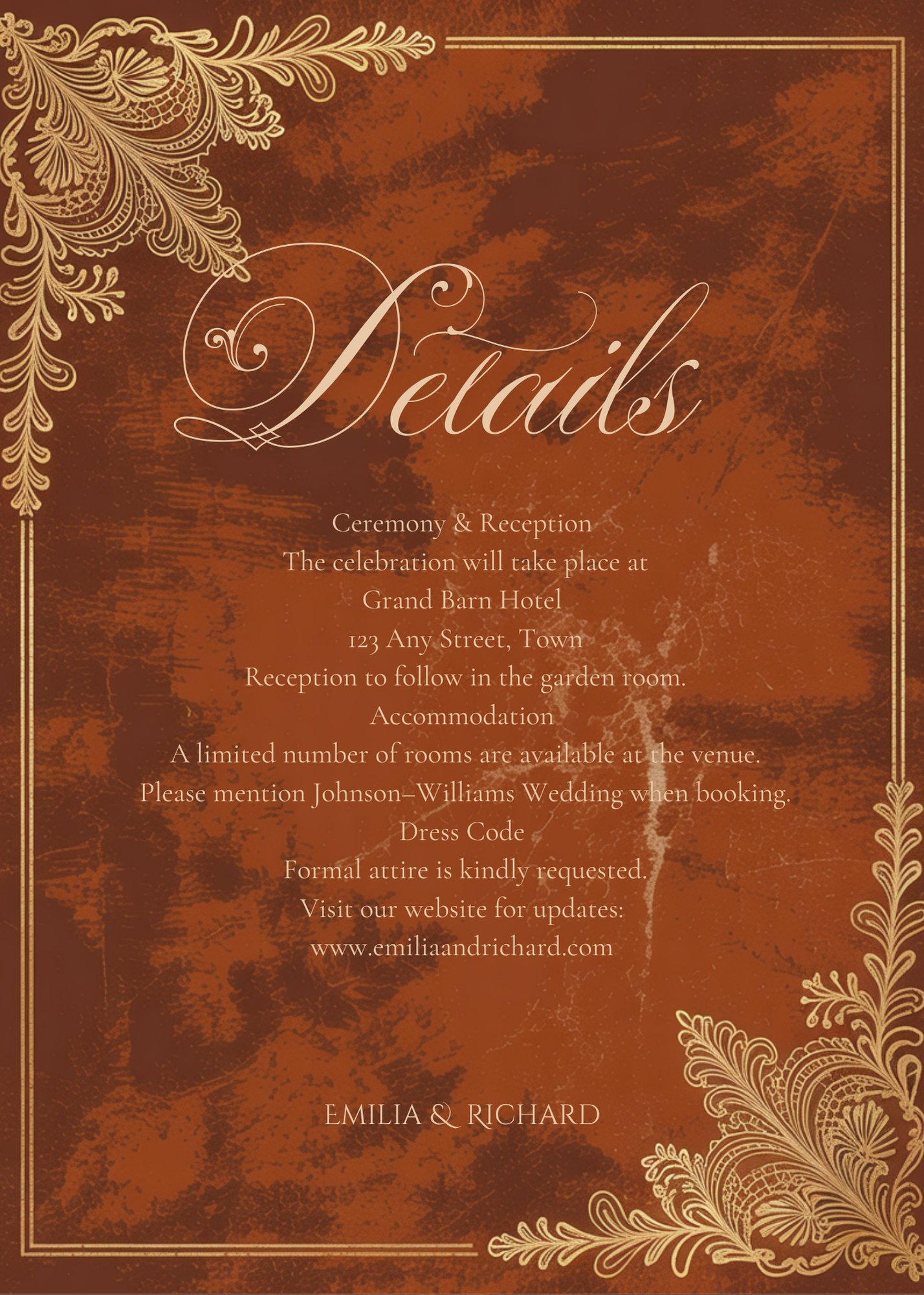 Editable Vintage Wedding Invitations | Edit in Canva | Instant Download Template | Rustic Brown Gold Terracotta product image (5)