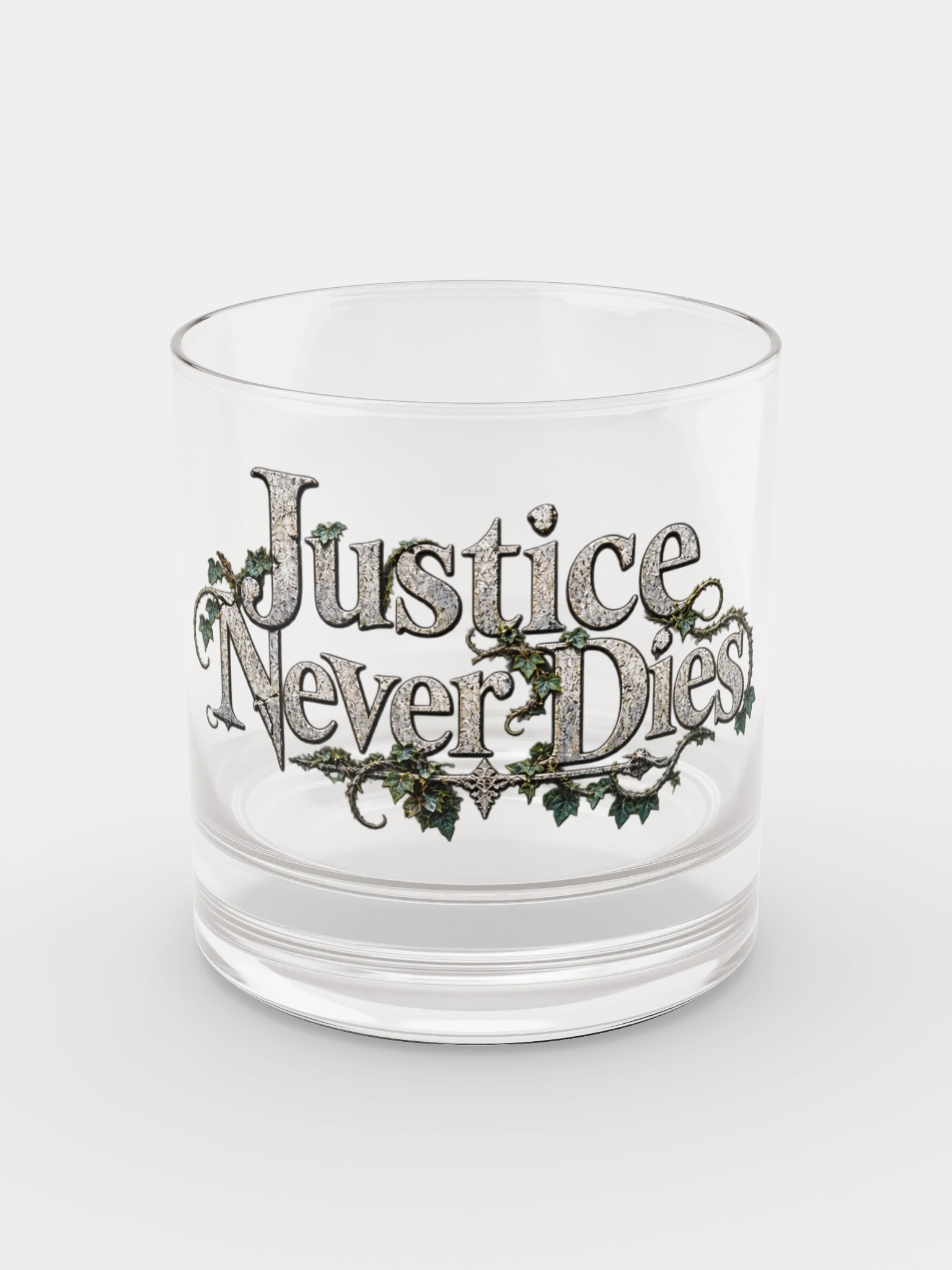 Justice Never Dies TCF Halloween Edition Rocks Glass