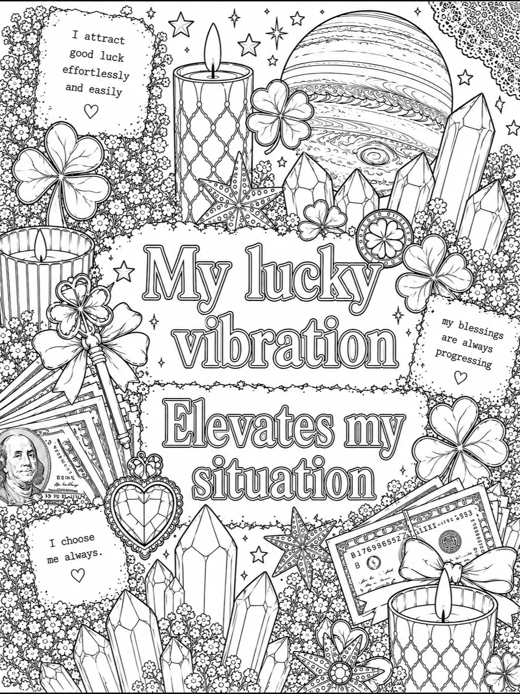 Lucky Girl Vibration Coloring Book Page product image (1)