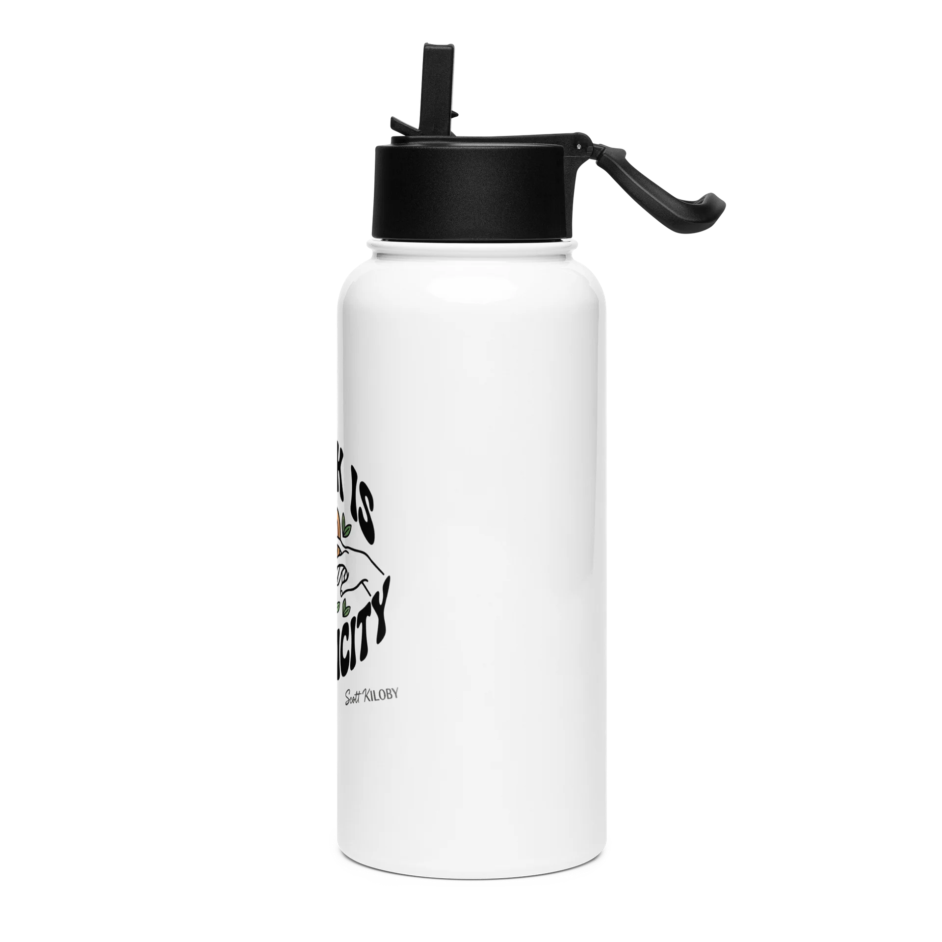 “My Kink Is Authenticity” White Stainless Steel Water Bottle with Straw Lid product image (3)