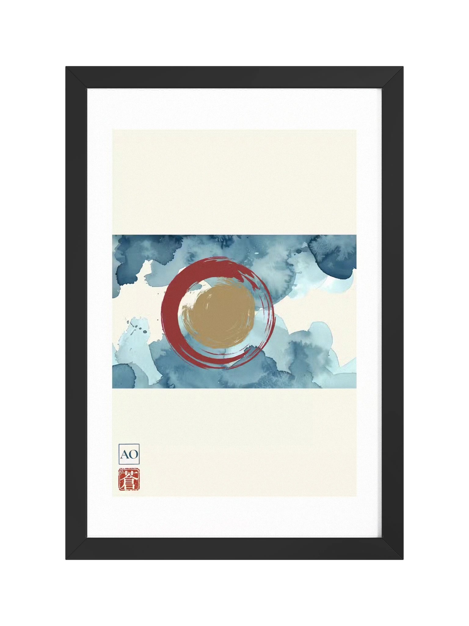 Colorado Japanese Ink Art Print | Centennial Peak No.11 | Framed Wall Art - AO Japan Blue product image (1)