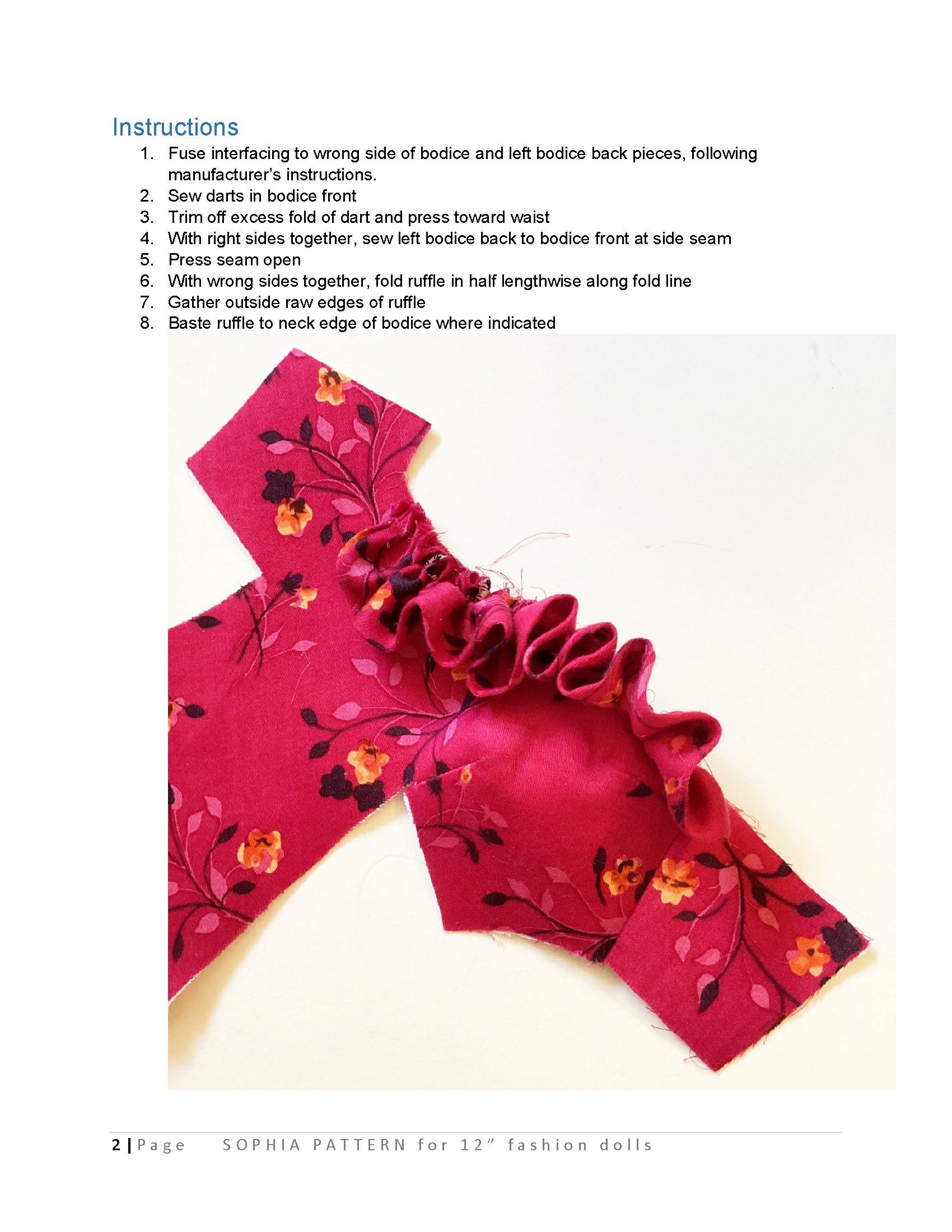 Sophia sewing pattern for 12