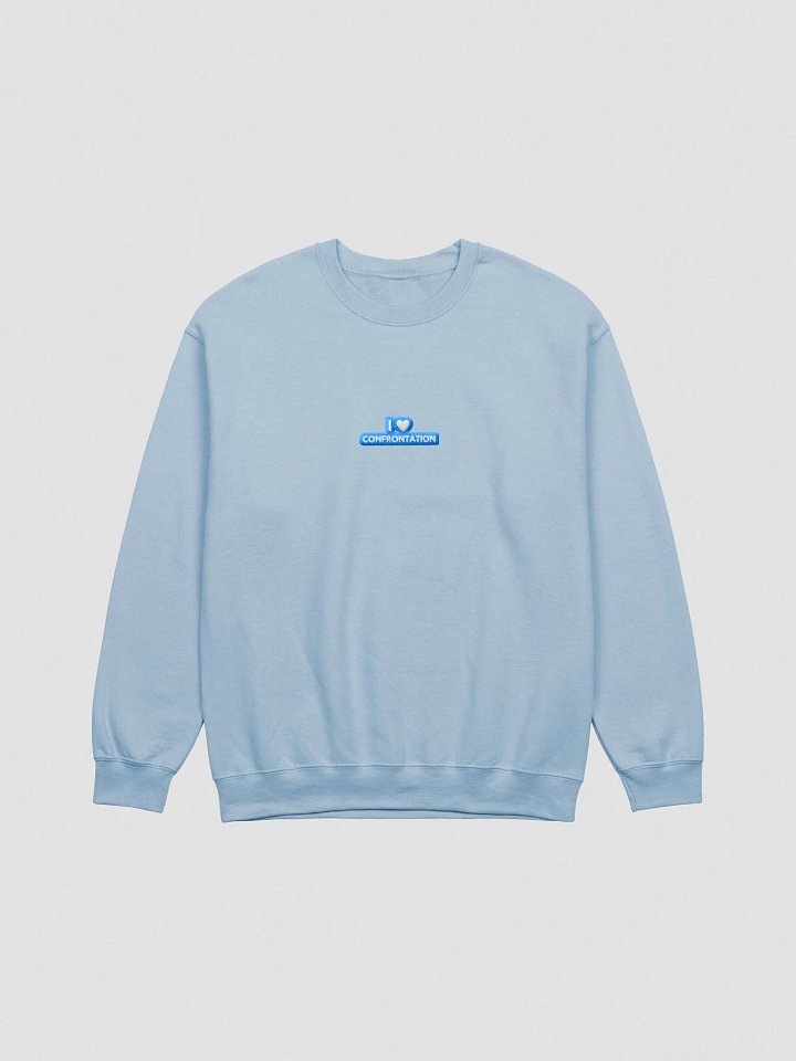 I <3 Confrontation embroidered crewneck (light blue + white design) product image (2)