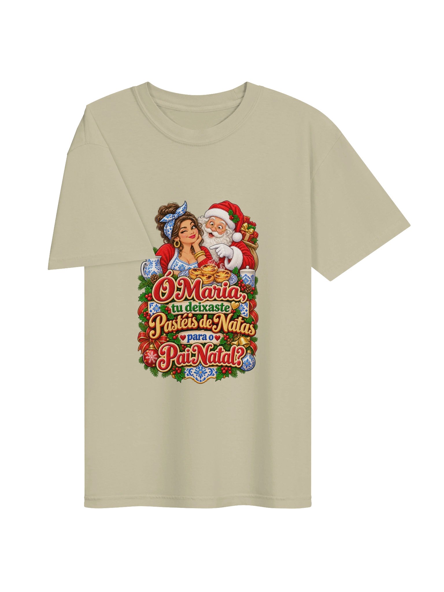 Ó Maria! Pastéis de Nata para o Pai Natal? – Funny Portuguese Christmas T-Shirt product image (3)