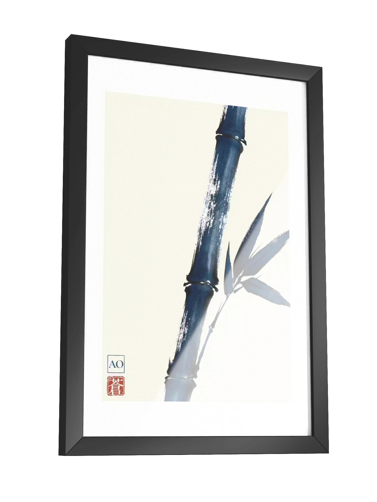 Japanese Ink Art Print | Indigo Bamboo No.06 | Framed Wall Art - AO Japan Blue product image (3)