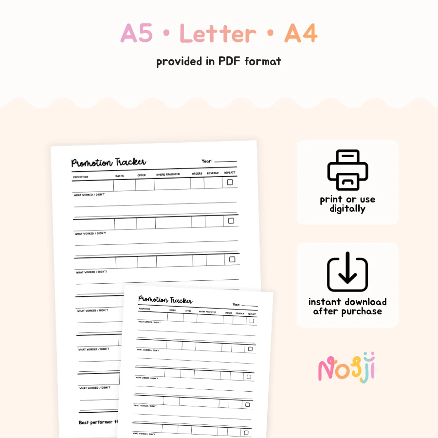 Promotion Tracker Printable Marketing Promotion Tracker product image (2)