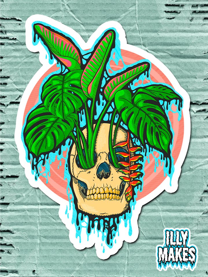 Drippy Tropical Skull OG Sticker product image (1)