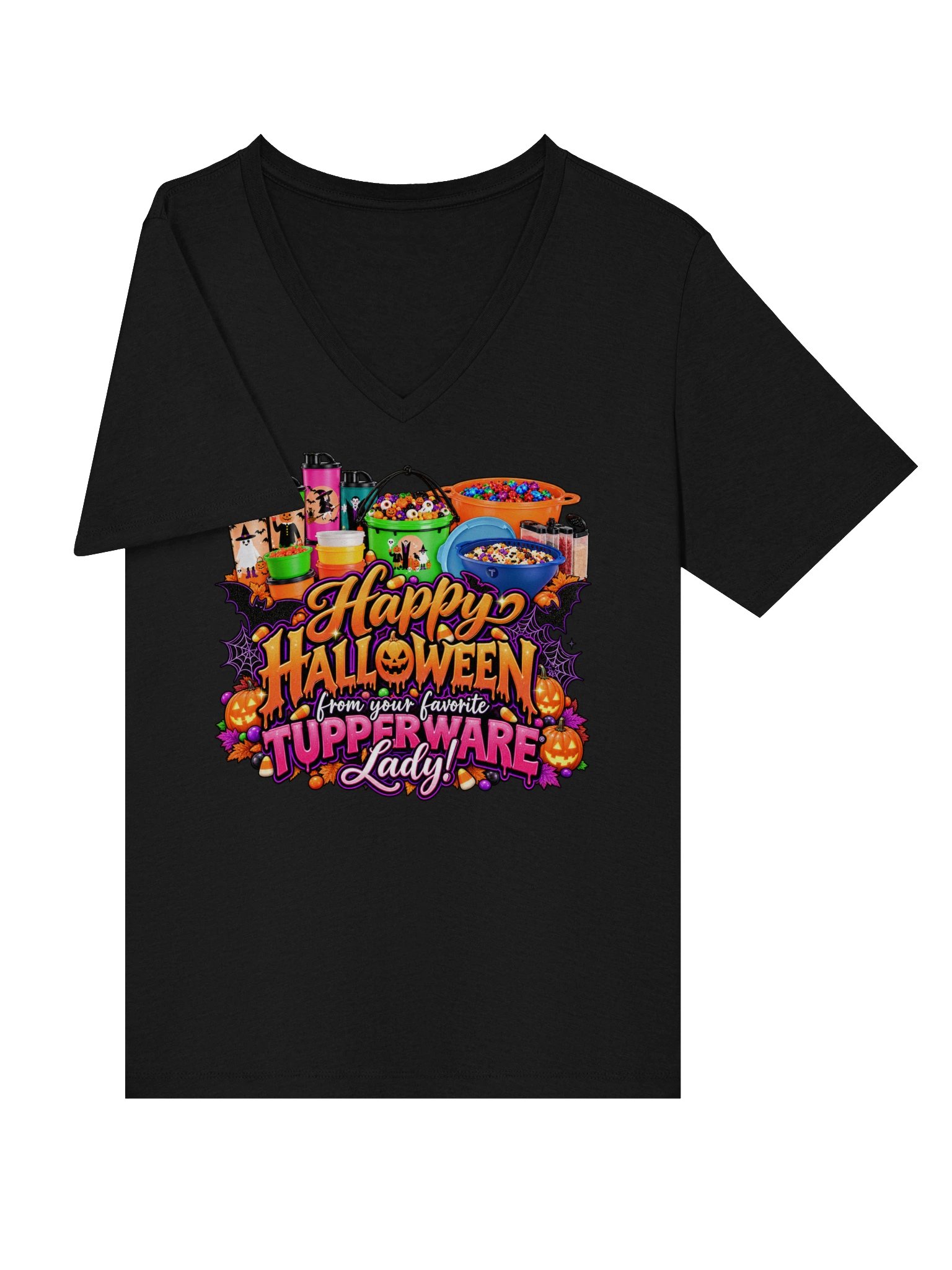 Halloween 2026 Tupperware V-Neck Tee product image (18)