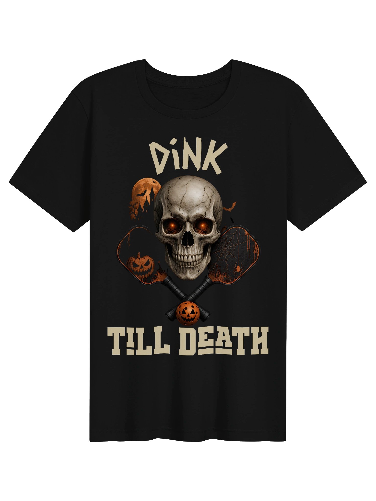 Dink Till Death Halloween Pickleball Shirt | Skull Skeleton Graphic Tee product image (3)