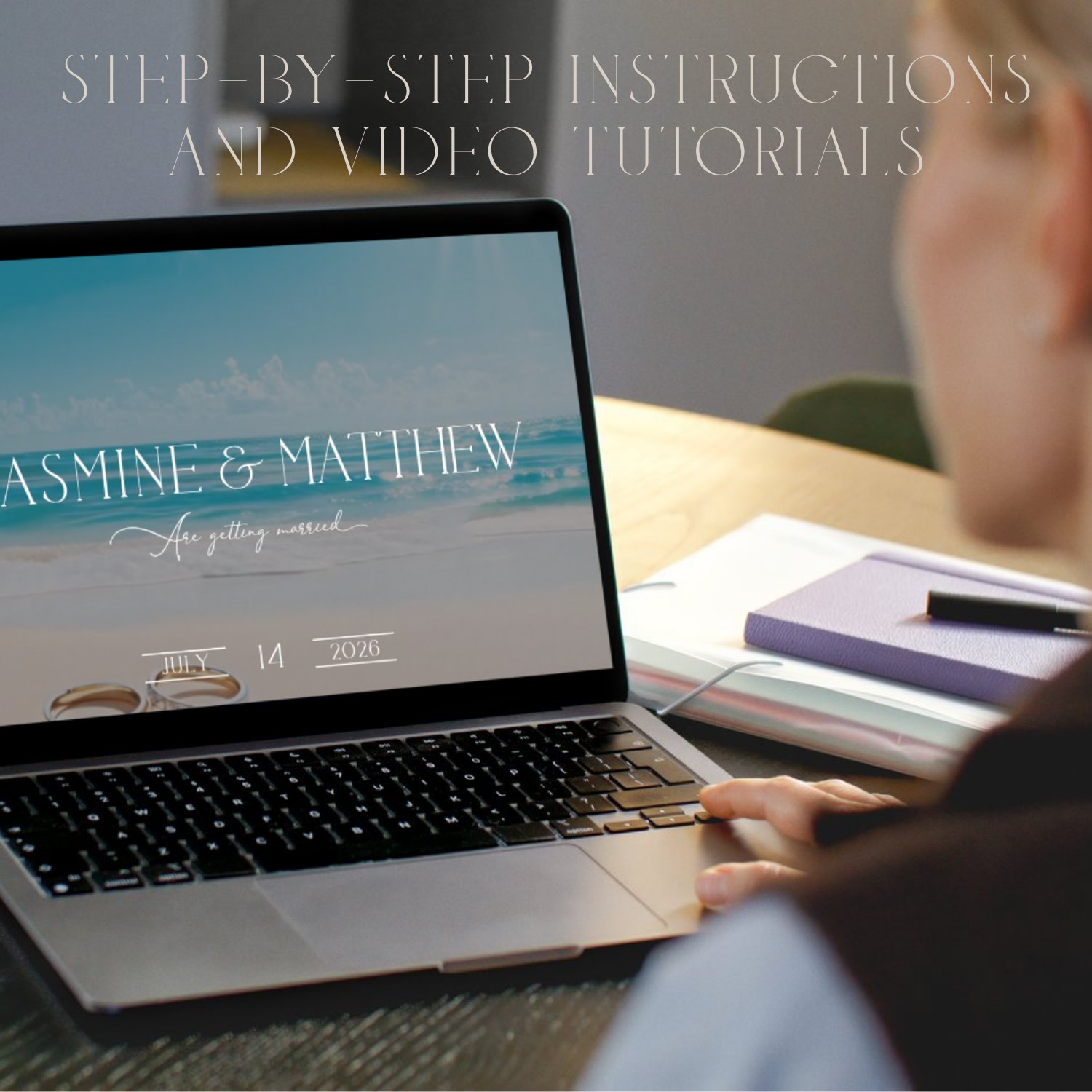 Beach Wedding Website Template | Coastal Ocean Theme | Editable Canva Template | Destination Wedding | RSVP Website | 5x7 Invite Included product image (7)