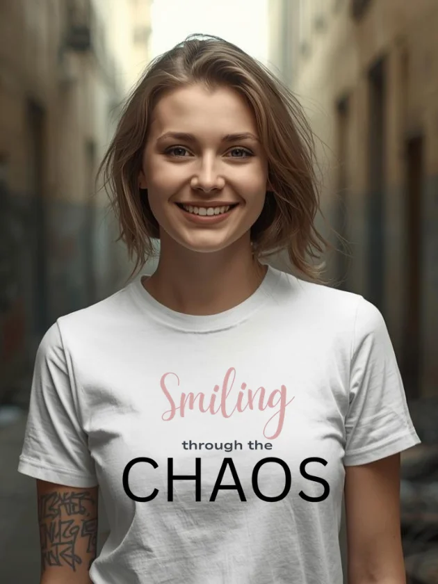 Smiling Through the Chaos Tee| Gothic Tattoo- Style By Inkthorn Studio product image (1)