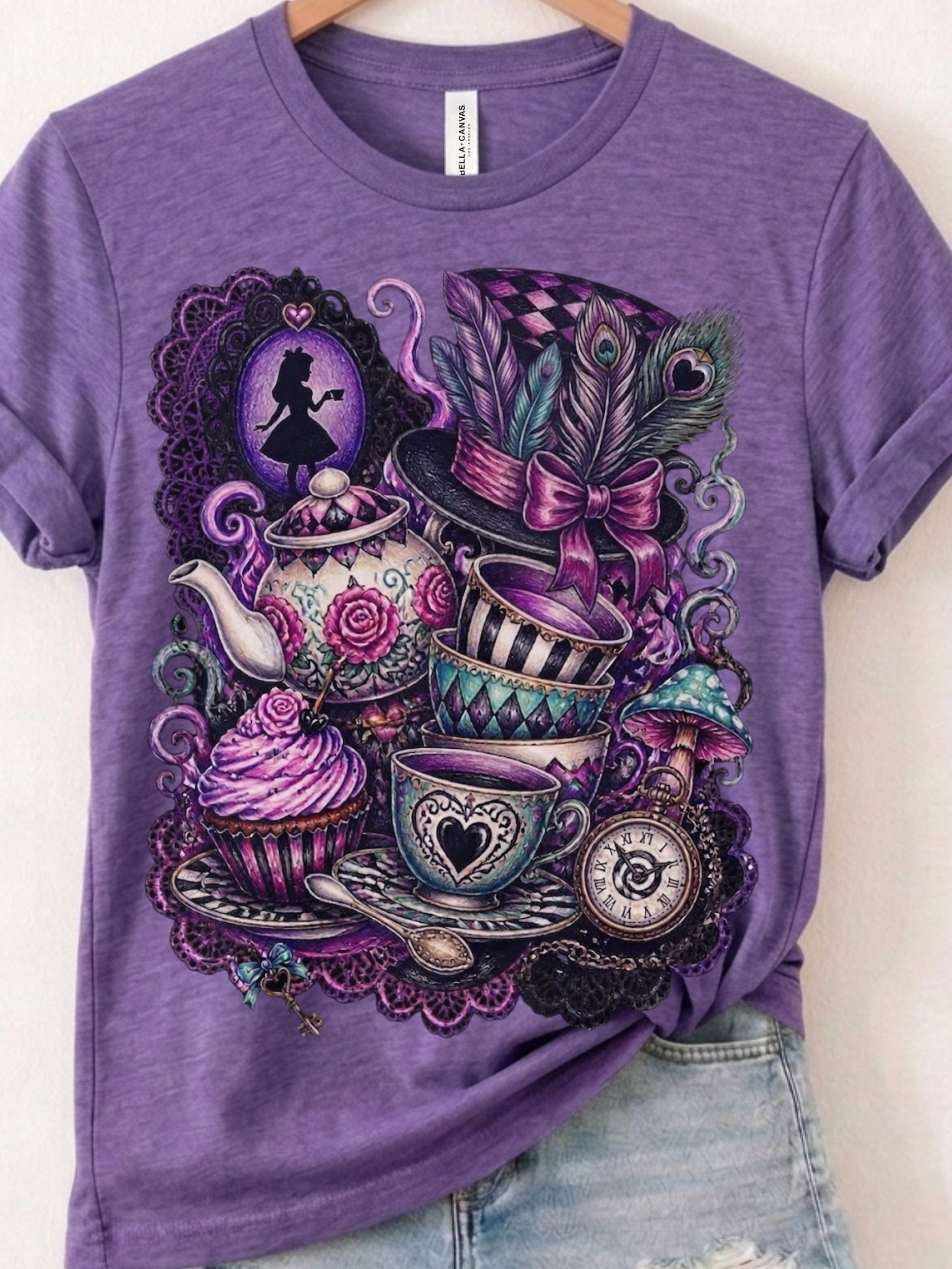 Wonderland Graphic Tee, Whimsigoth Tea Party, Alice & Mad Hatter Collage product image (1)