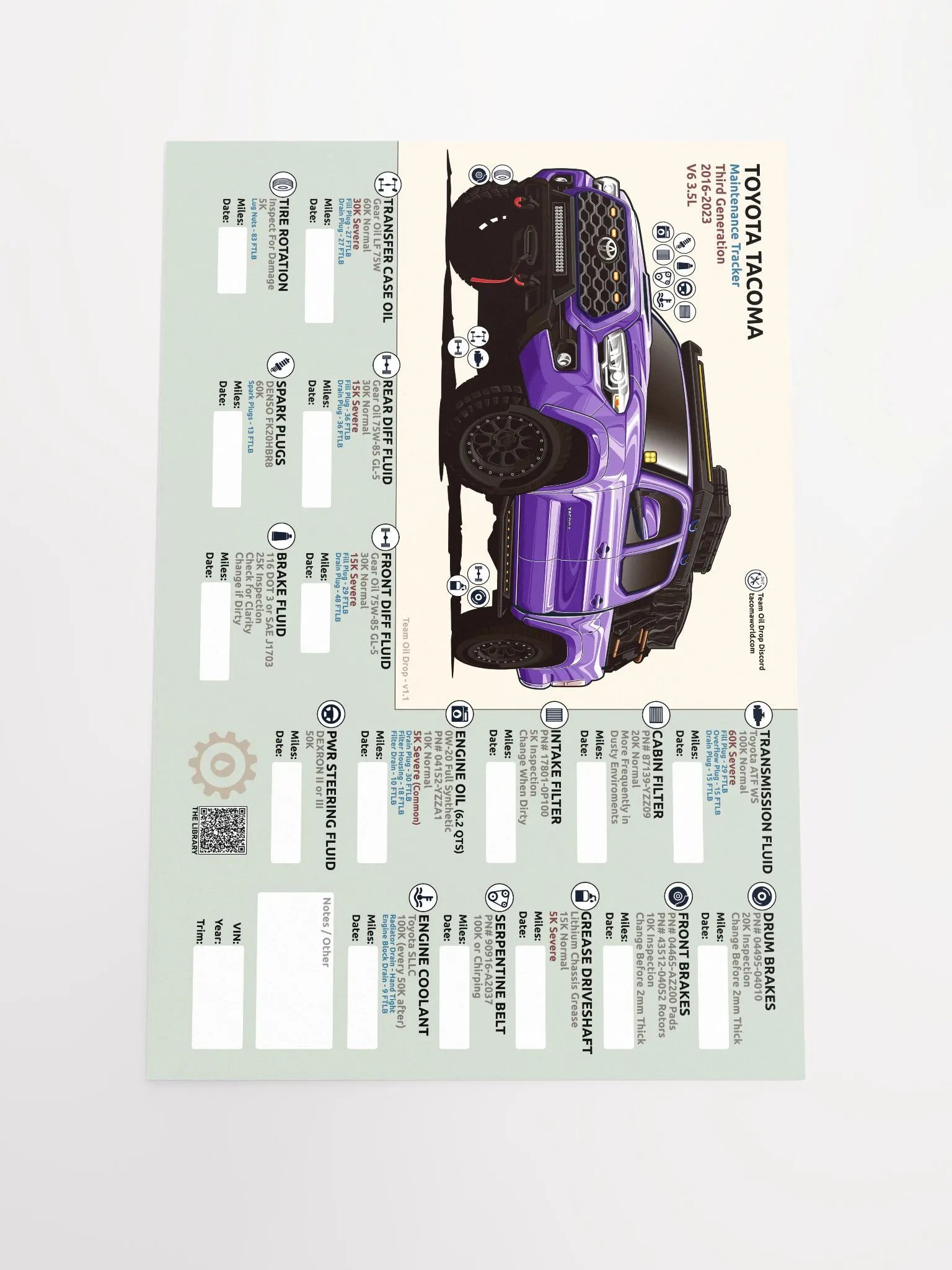 3rd Gen Maintenance Tracker v1.1 - Barney product image (2)