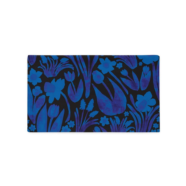 Spring Garden Pillowcase | Royal Blue on Black | Bold Florals, Beachy Charm & Coastal Elegance | Monique Faella Designs™ product image (2)