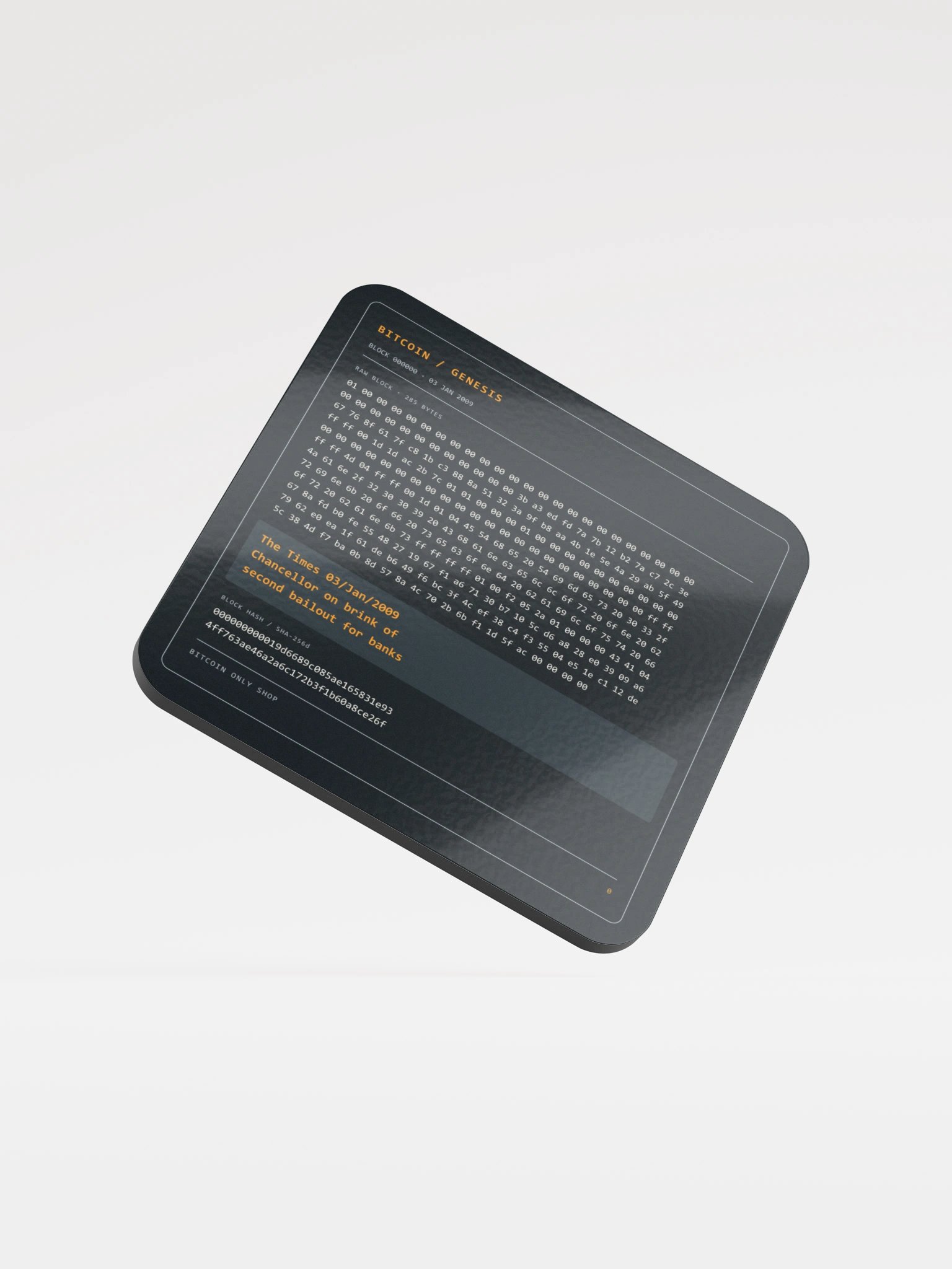 Genesis Block — Obsidian Bitcoin Coaster product image (1)