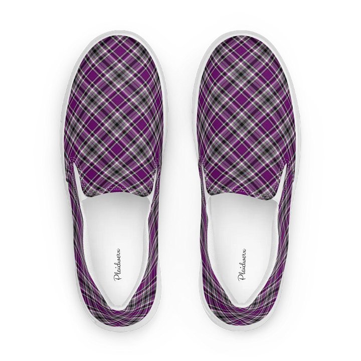 Purple, Gray, and Black Plaid Women's Slip-On Shoes product image (1)