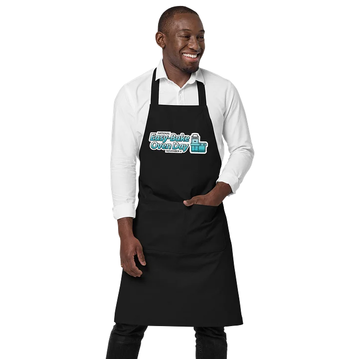 Organic cotton apron with blue logo product image (1)