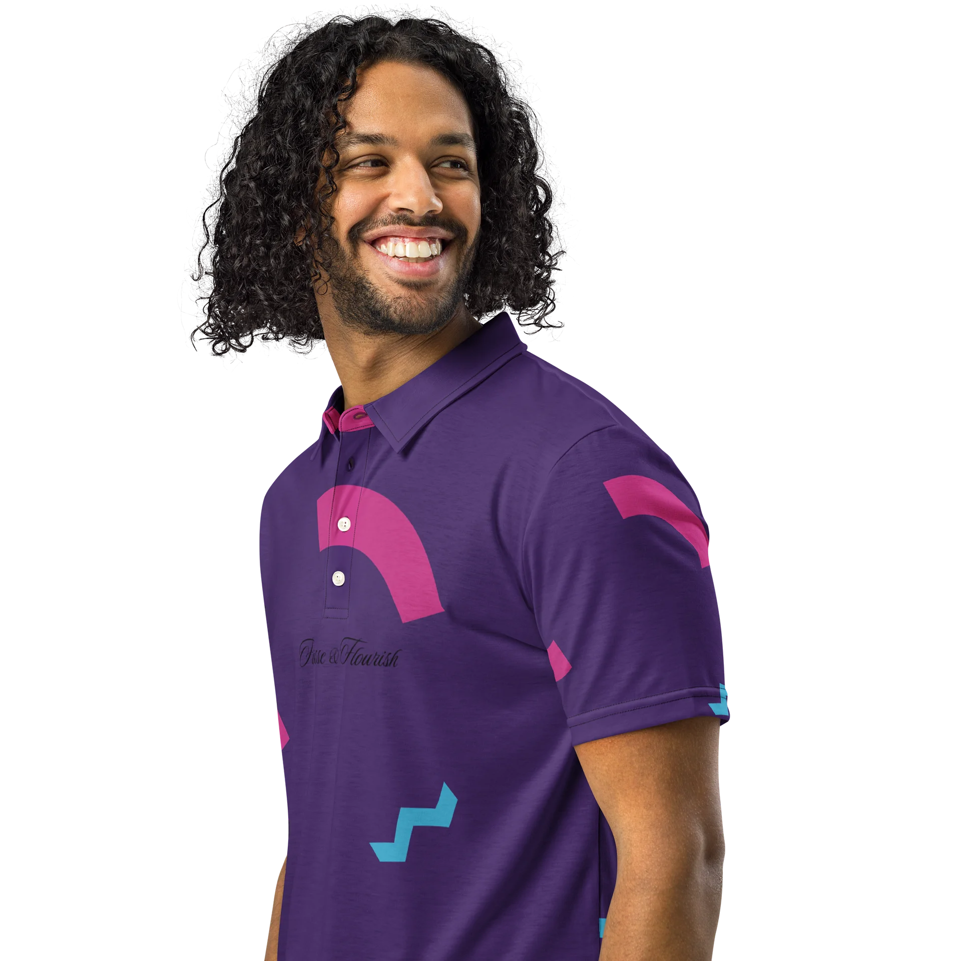 F&F Script 89 - 92 Slim Fit Polo Shirt (PUR) product image (2)
