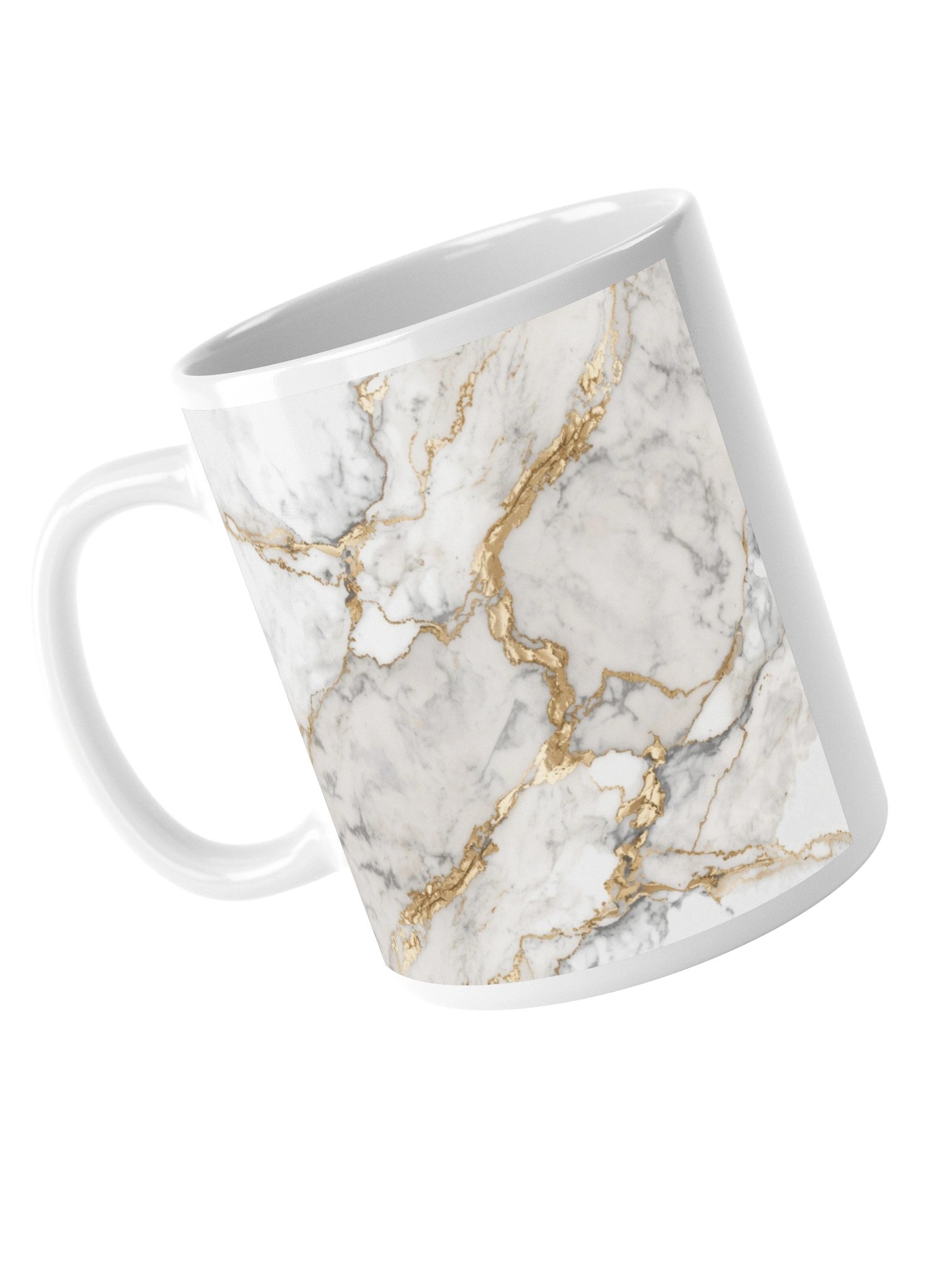 Golden Veins Marble Wall Art | Elegant White & Gold Abstract Decor-20 oz product image (5)