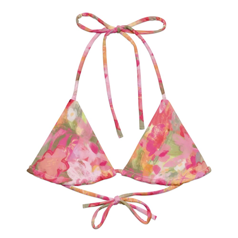 Recycled String Bikini Top "Sweet Pastel Florals of Spring" product image (2)