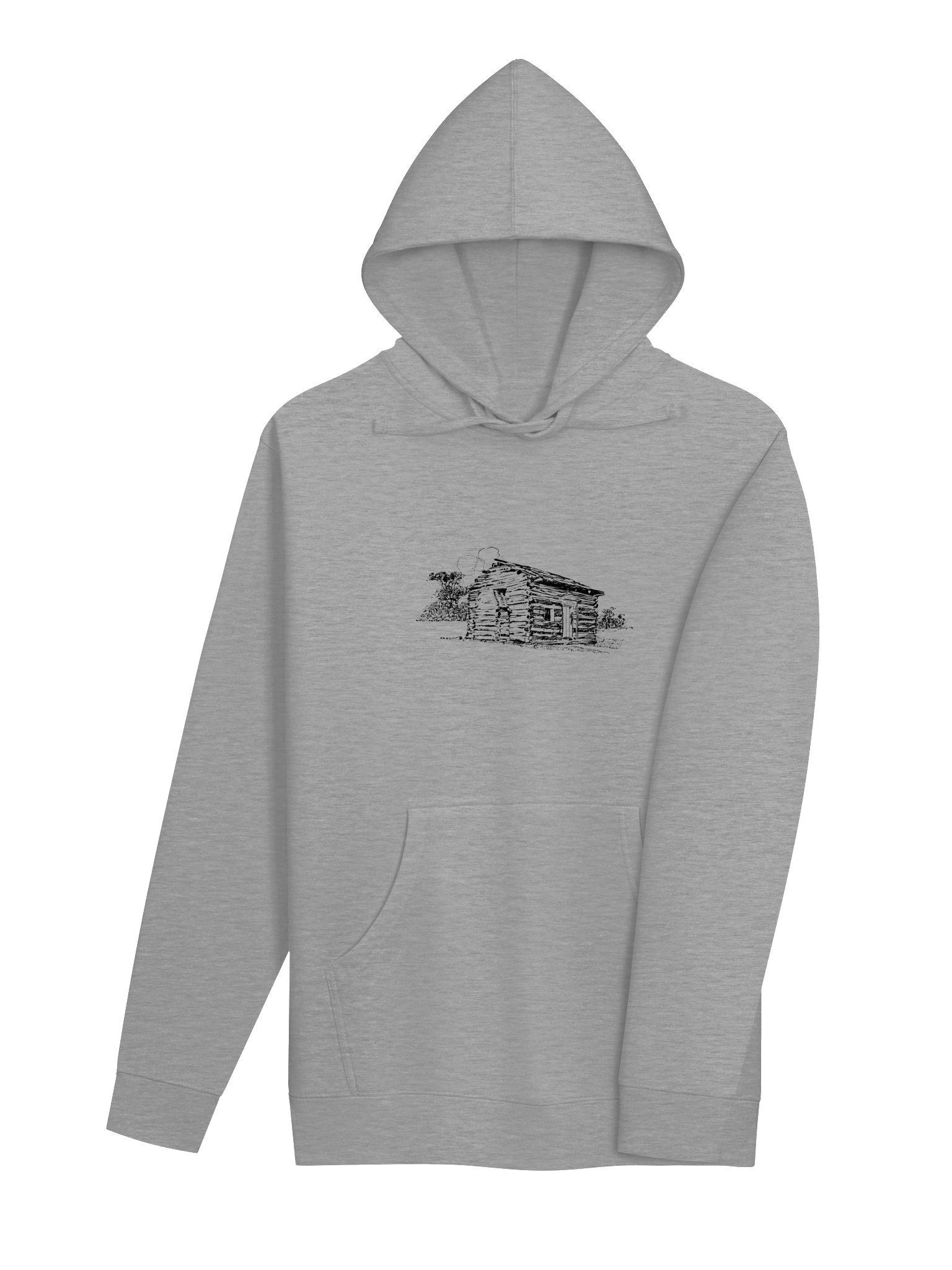 Rustic Cabin Sketch Hoodie - Cozy, Unisex Graphic Fleece, Sand Beige Streetwear product image (33)