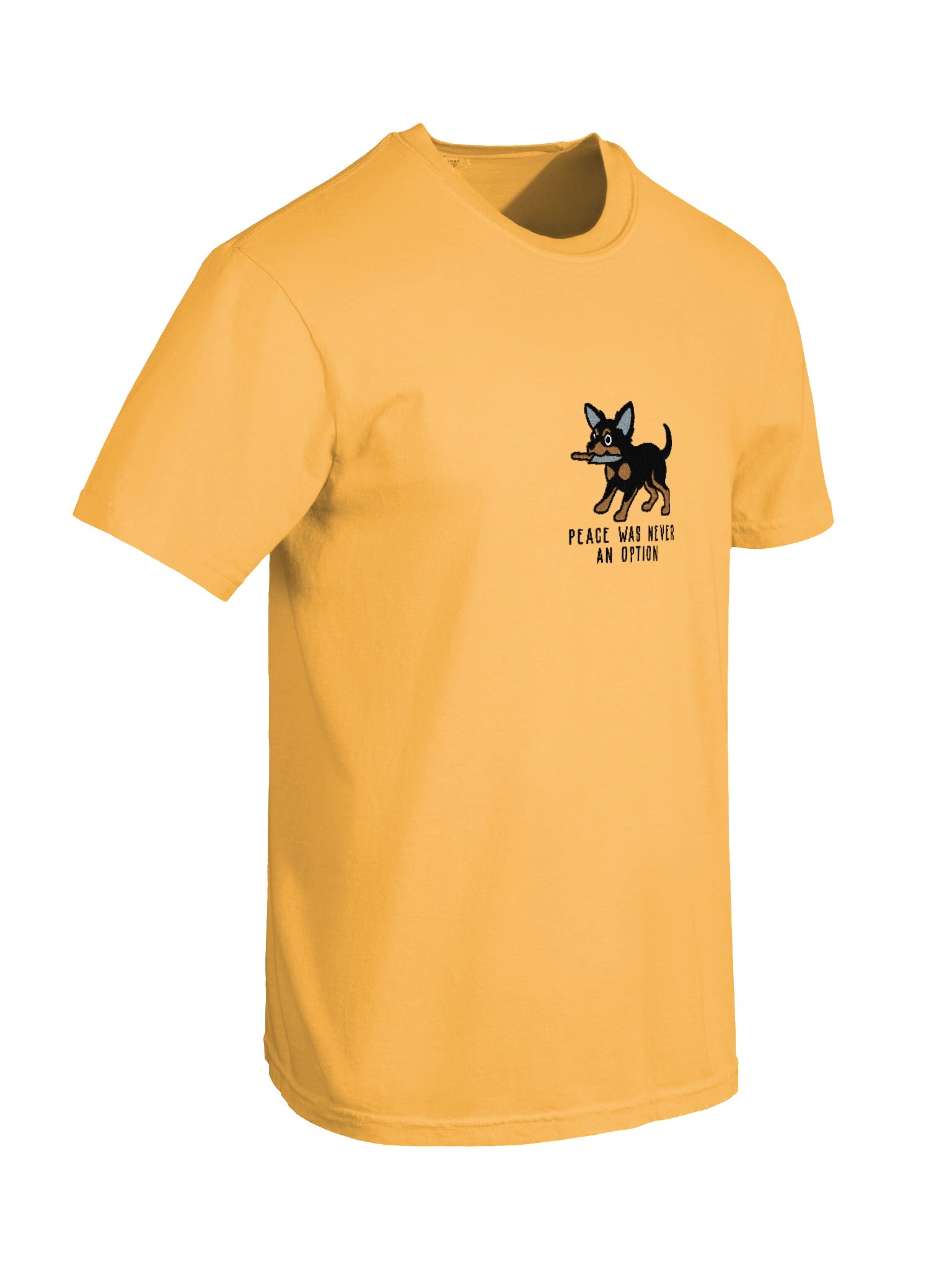 Peace Was Never an Option Funny Chibi-Style Embroidered T-Shirt for Chihuahua(Black & Tan) Owners product image (82)