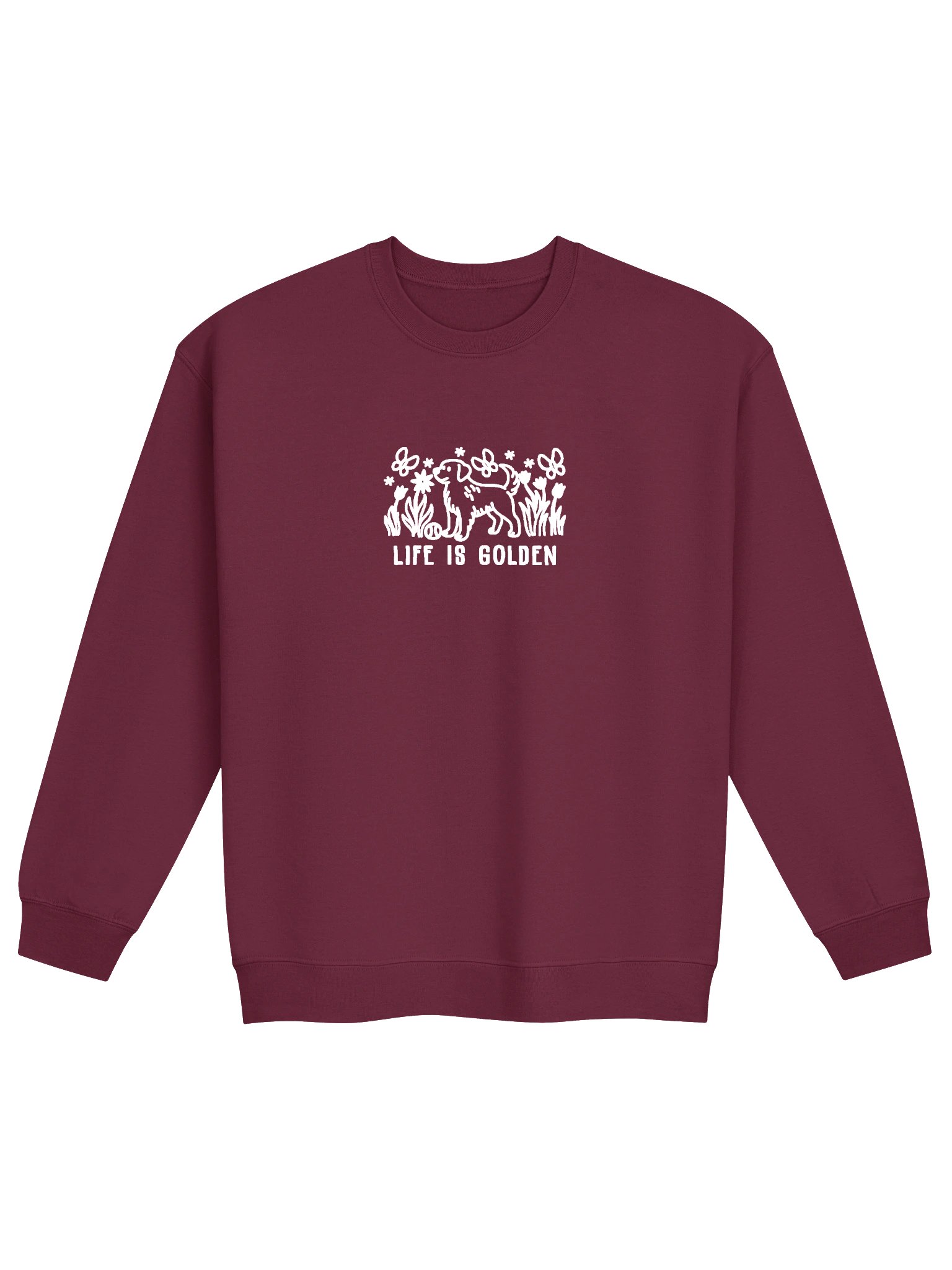 Life Is Golden Line Art Sweatshirt (Embroidered) of a Golden Retriever product image (4)