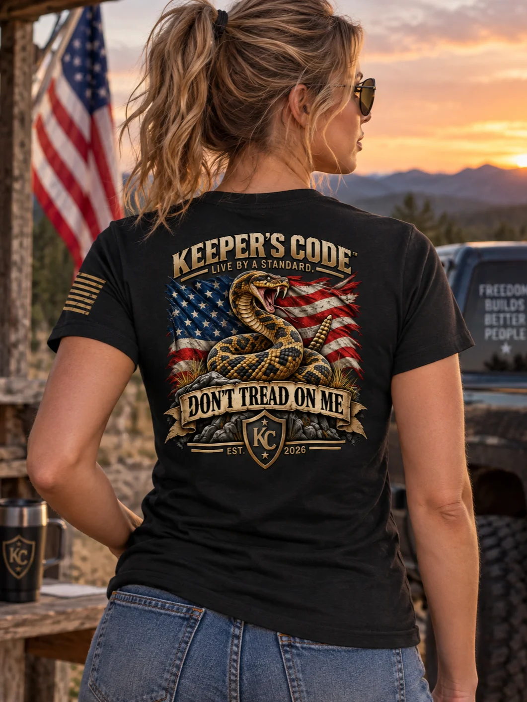 Keeper’s Code™ Women's Don’t Tread on Me Rattlesnake Patriotic T-Shirt product image (2)