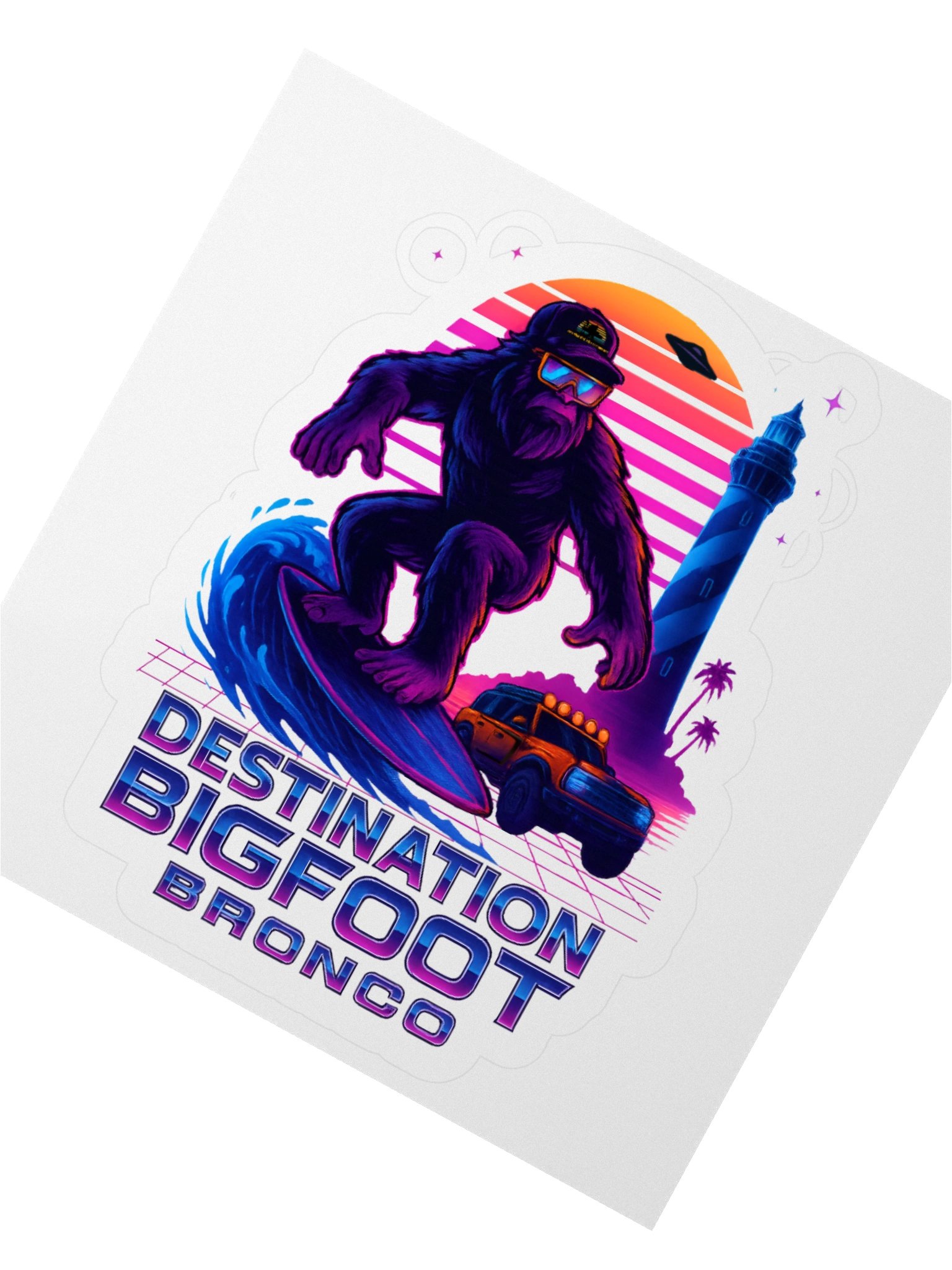 Destination Bigfoot Bronco Synthwave Logo Decal (Multiple Sizes Available) product image (6)