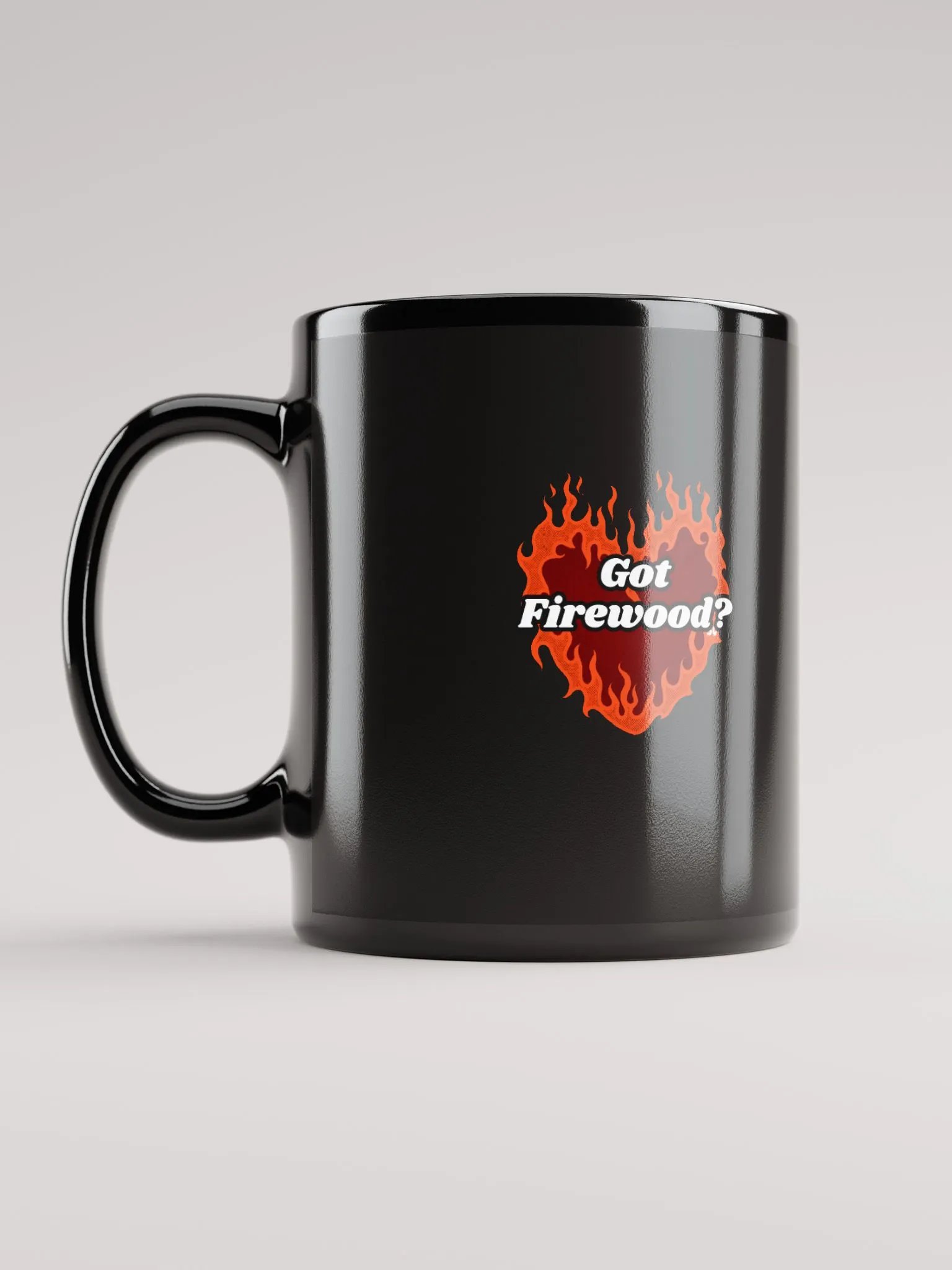 Flaming Heart - Got Firewood? | Black Glossy Mug product image (6)